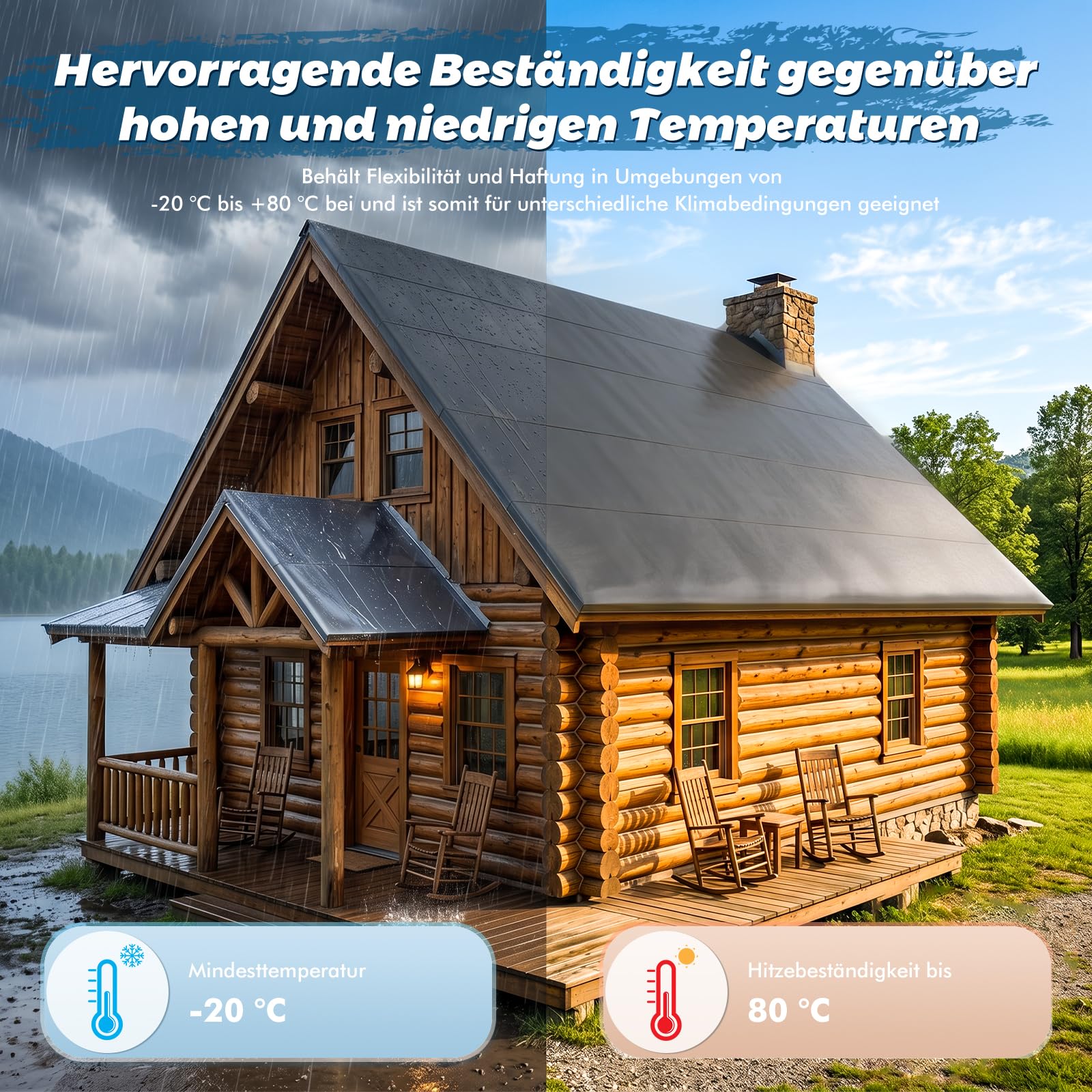 1 x 5M Dachfolie Aluminium, 5㎡ Bitumenkleber Selbstklebend Dachbahn für Gartenhäuser, Carports und Schuppen,– UV Beständig & Wasserdicht (Schwarz)