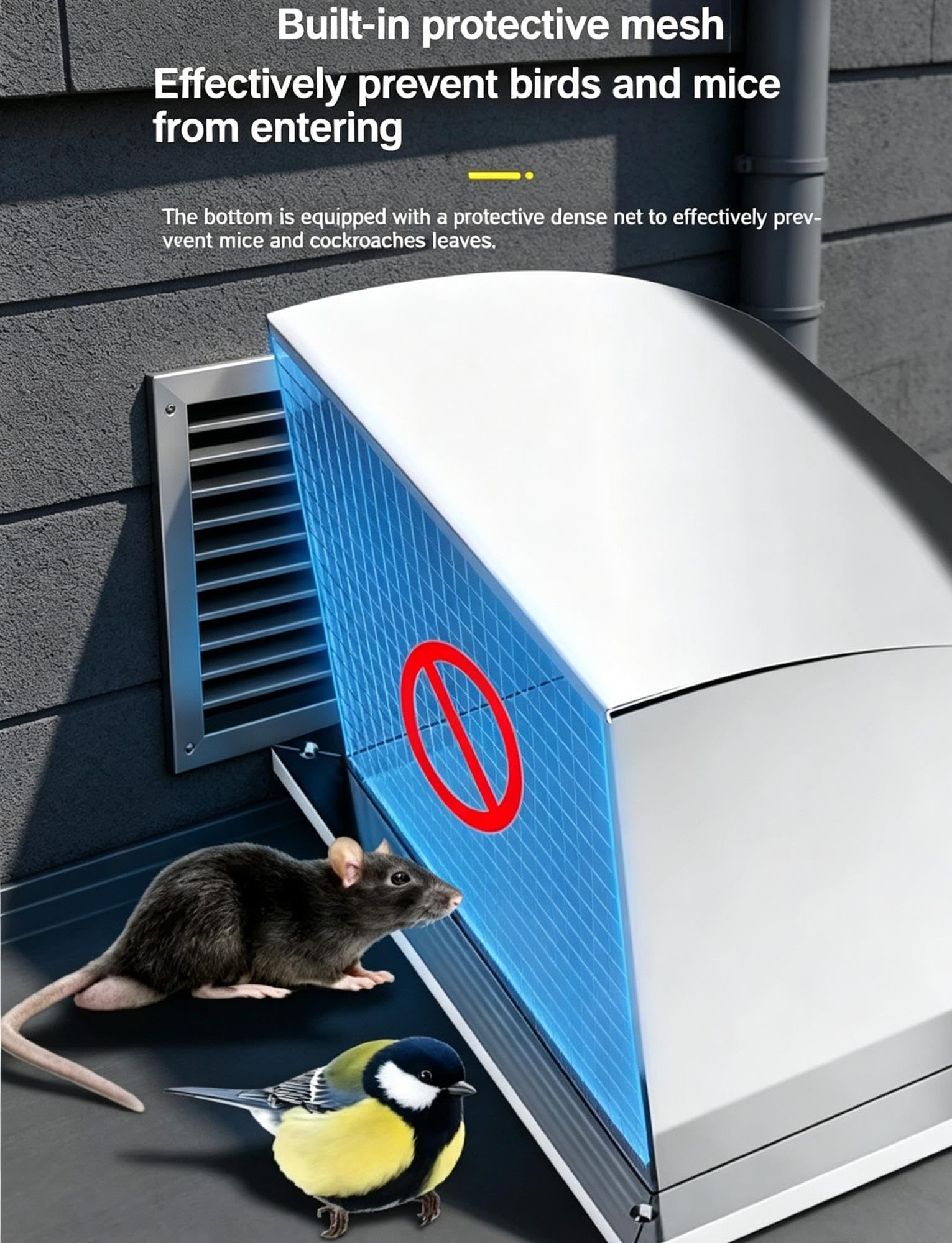 Rejilla de Ventilación Exterior de Acero Inoxidable con Malla