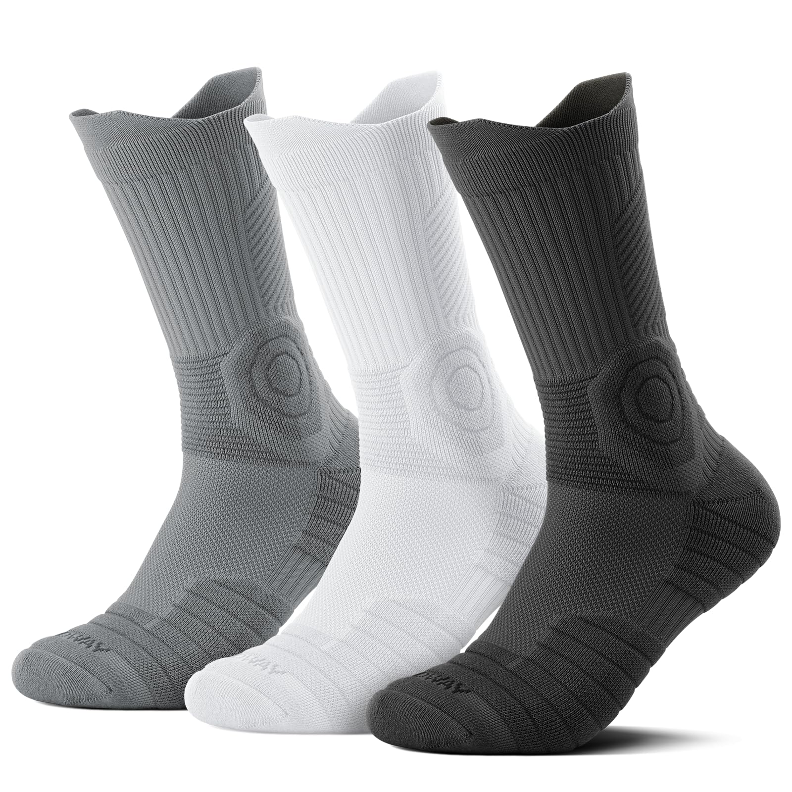 Findway 3 Paar Kompressions Laufsocken Herren Damen Moisture Wicking Anti-Blasen-socken Sportsocken mit TAB-Design für Basketball Wandern Laufe