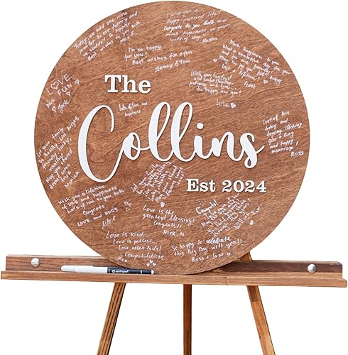 Wedding Guest Book Alternative Personalized - Wood Circle Wedding Sign Rustic Wedding Decor for Reception - Wedding Decorations for Ceremony Outside
