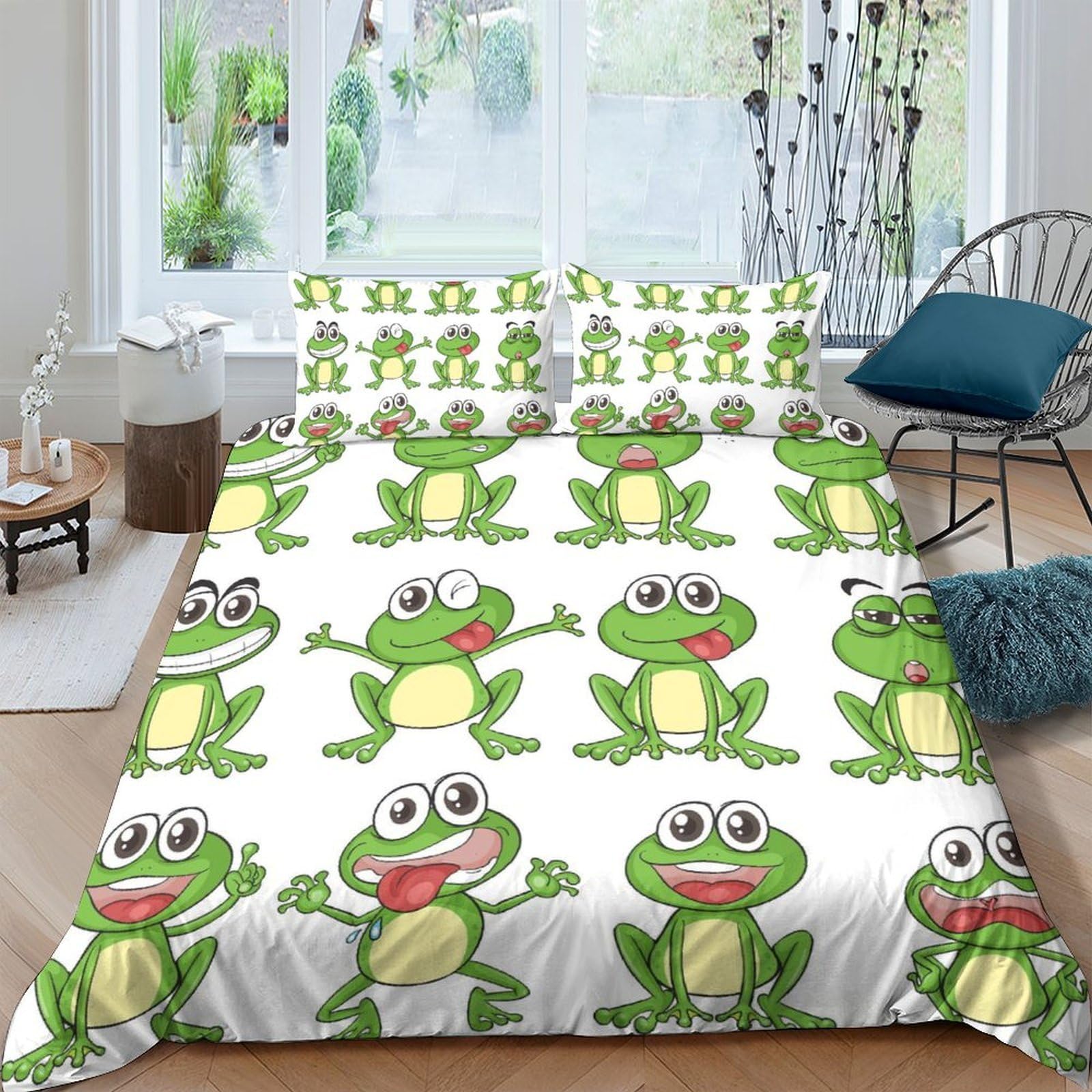 Ctjqhvkz Style-6 3D Printed Cartoon Frog Fitted Sheet Microfiber Soft Anti-Slip Cute Animal Bed Cover For Bedroom Dorm Mattress Decor Easy Care Single（135X200cm）