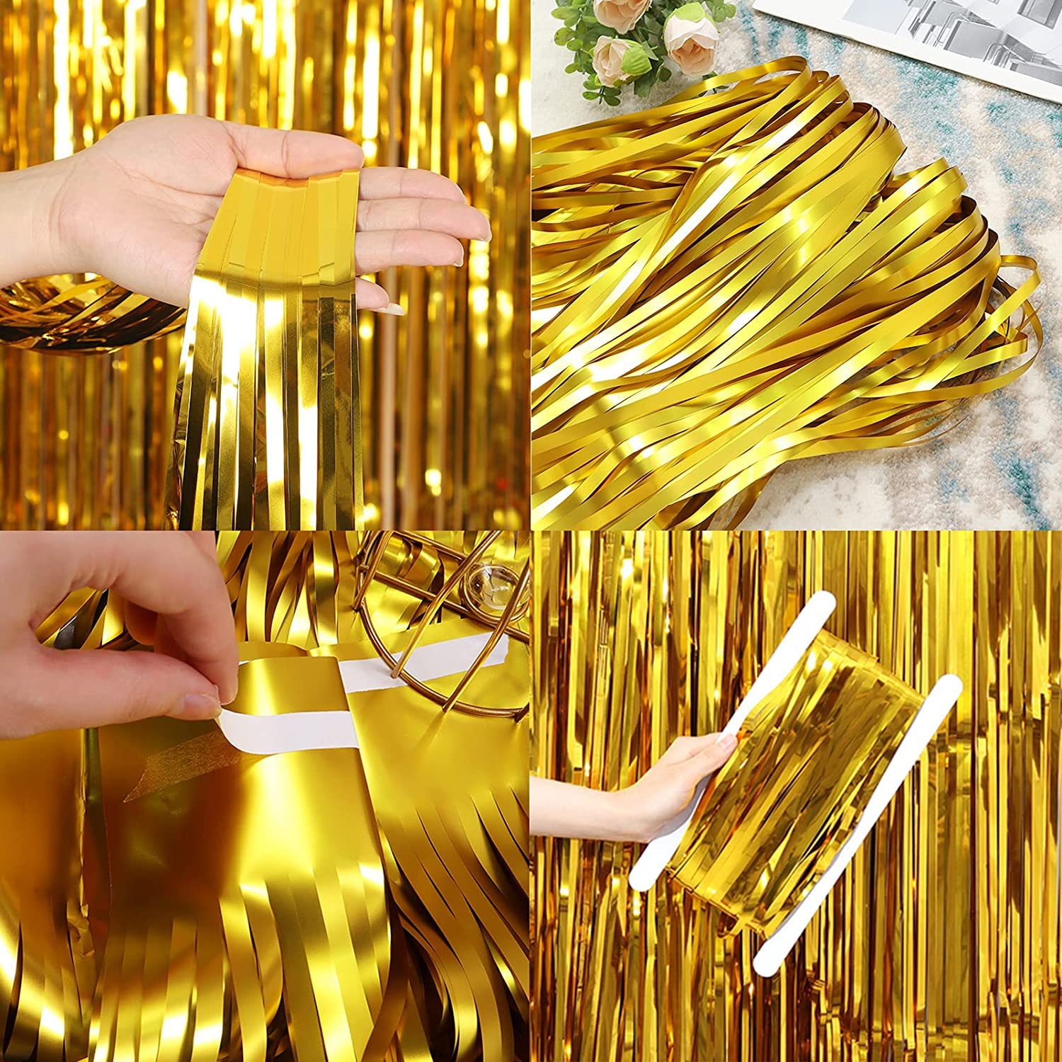 Decorazioni per interni 1m*2m O-Kinee Tende Metalliche Tinsel Oro,Foil Tenda Com