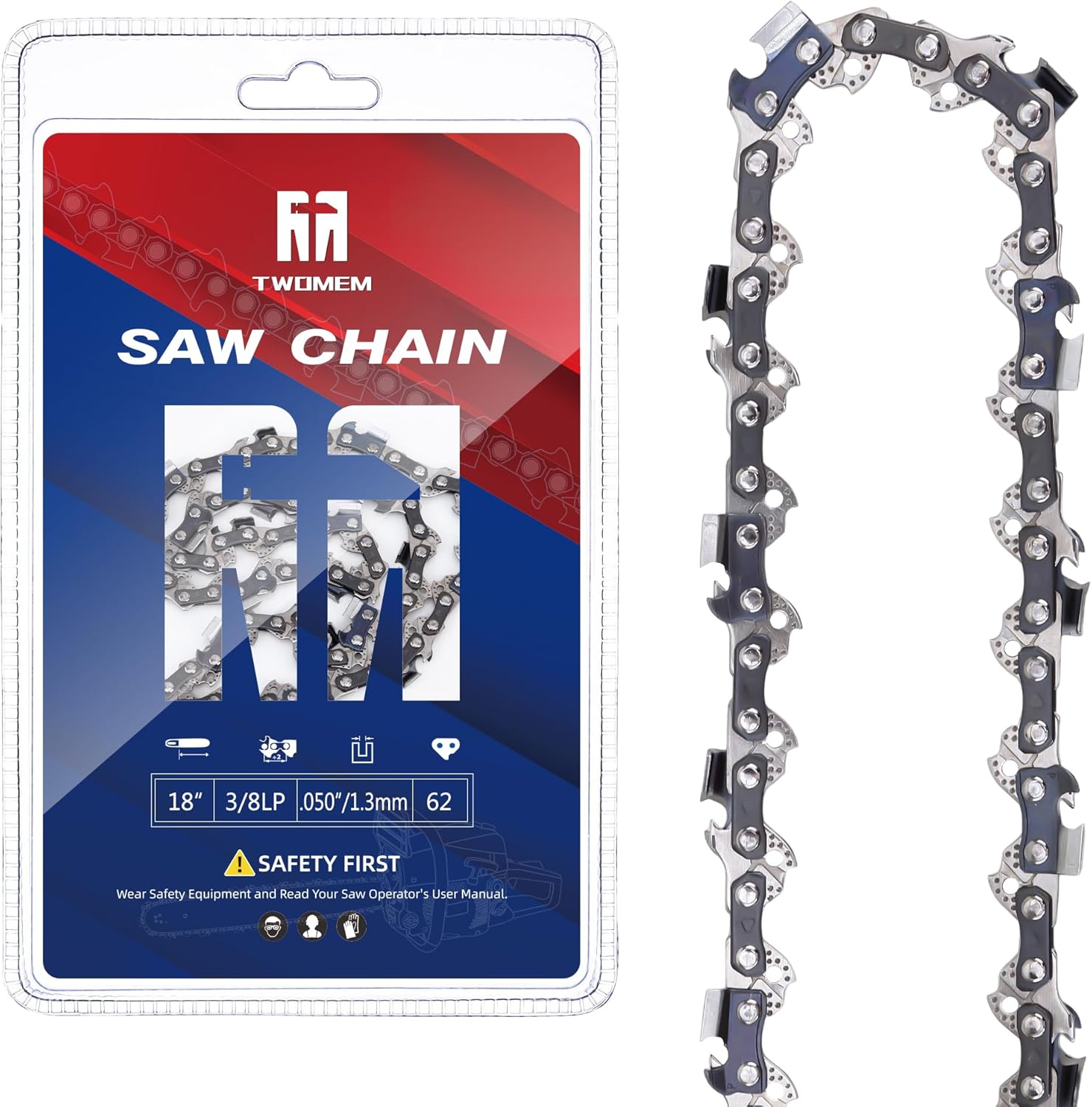 3 Pack 12 Inch Chainsaw Chains 3/8 LP Pitch .050" Gauge 45 Drive Links, 12" Replacement Chain Compatible with Echo 2511T/271T, Greenworks 20262/20292, Craftsman, Husqvarna, Remington, Hart - S45