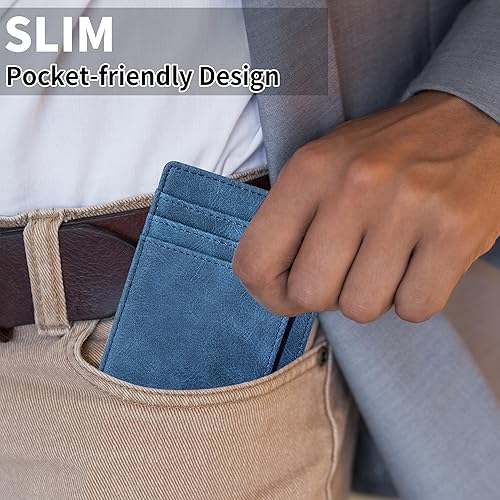 Vista 20 de Cartera Chelmon Slim RFID - Cartera de bolsillo frontal minimalista para tarjetas de crédito delgadas Negro carbón,Rosa,Negro (Black Cross),Gen