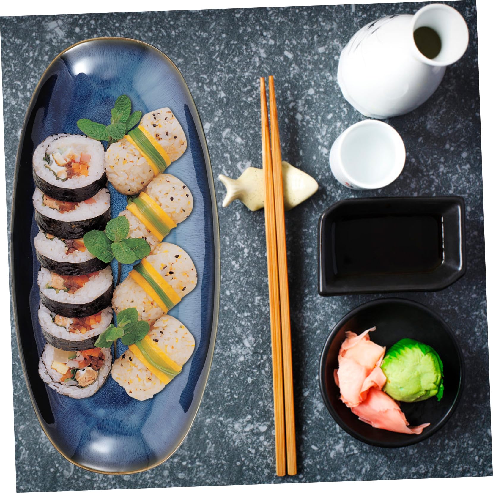 Alipis Plato de Cerámica para Sushi y Carne, Bandeja Ovalada Grande para Servir Aperitivos en Restaurante y Hogar, Adecuado para Mariscos y Postres