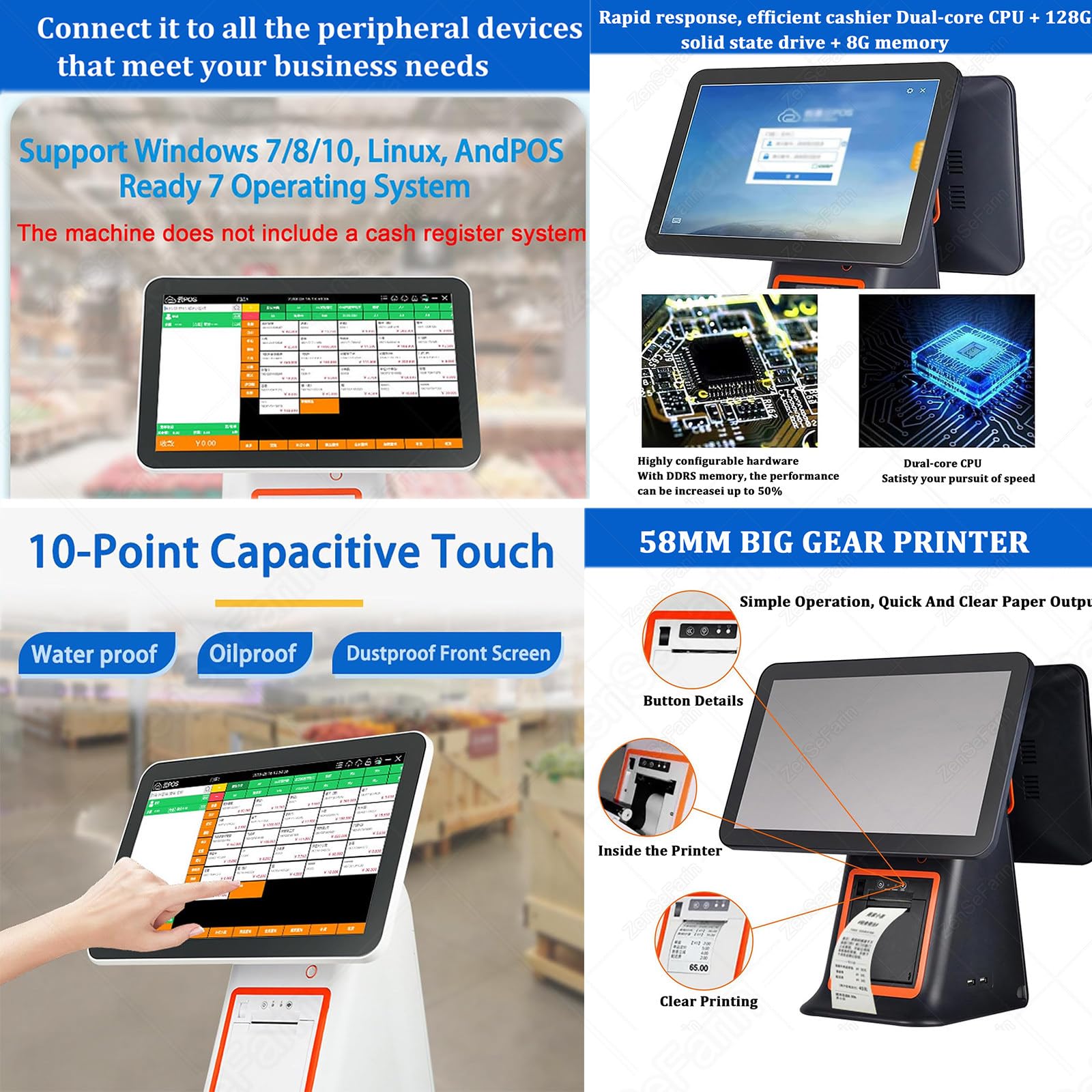 Amazon.com: ZSFHJZC Smart Cash Register POS System All-in-One Cash
