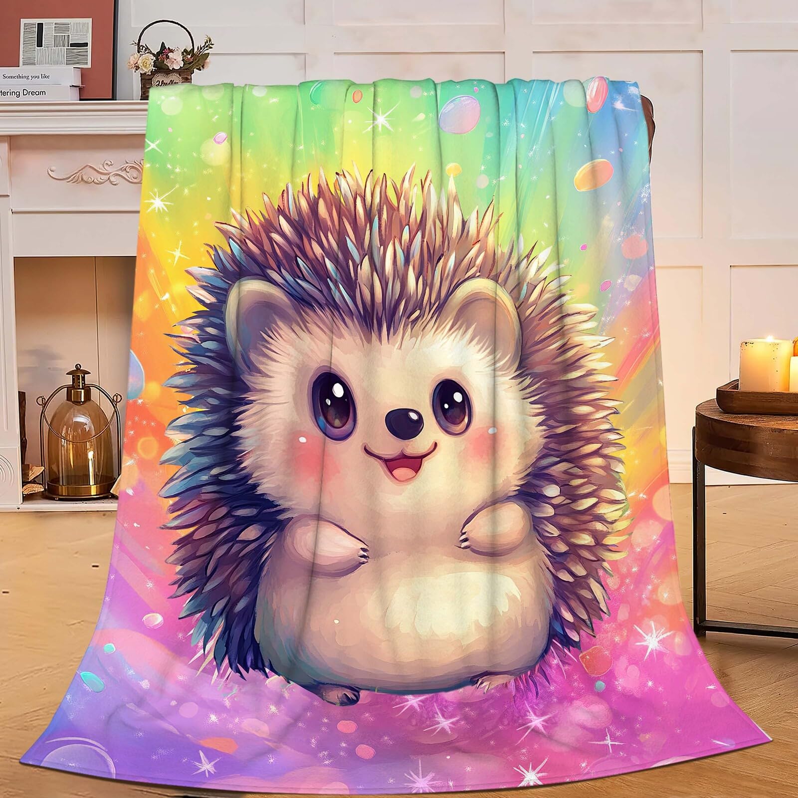 Hedgehog Throw Blanket Hedgehog Gifts for Kids Girls Boys Adults Soft Cozy Warm Plush Fluffy Fuzzy Fleece Blanket Decor 40''X50''