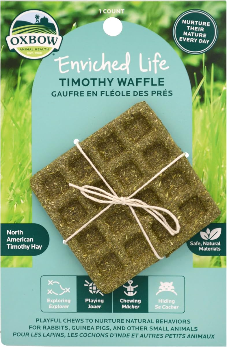 Oxbow Timothy Hay Waffle, juguetes de conejo y cobaya, juguete de enriquecimiento de conejo | Oxbow Enriched Life, juguetes para masticar de conejo, enriquecimiento de cobaya, juguetes para masticar de cobaya, enriquecimiento de conejo, Timothy Hay