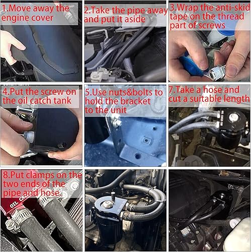 Miniatura 5 de HiSport Tanque de depósito separador de aceite  Kit de latas de aluminio con captura de aceite desconcertado con filtro de aire compatible con Chevy