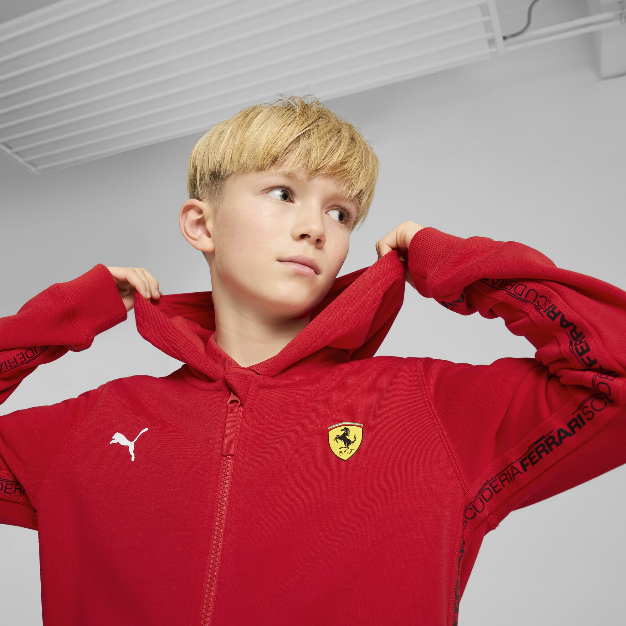 PUMA Scuderia Ferrari Race Felpa con Cappuccio per Ragazzi 128 Rosso Corsa Red, Rosso Corsa Red, 128