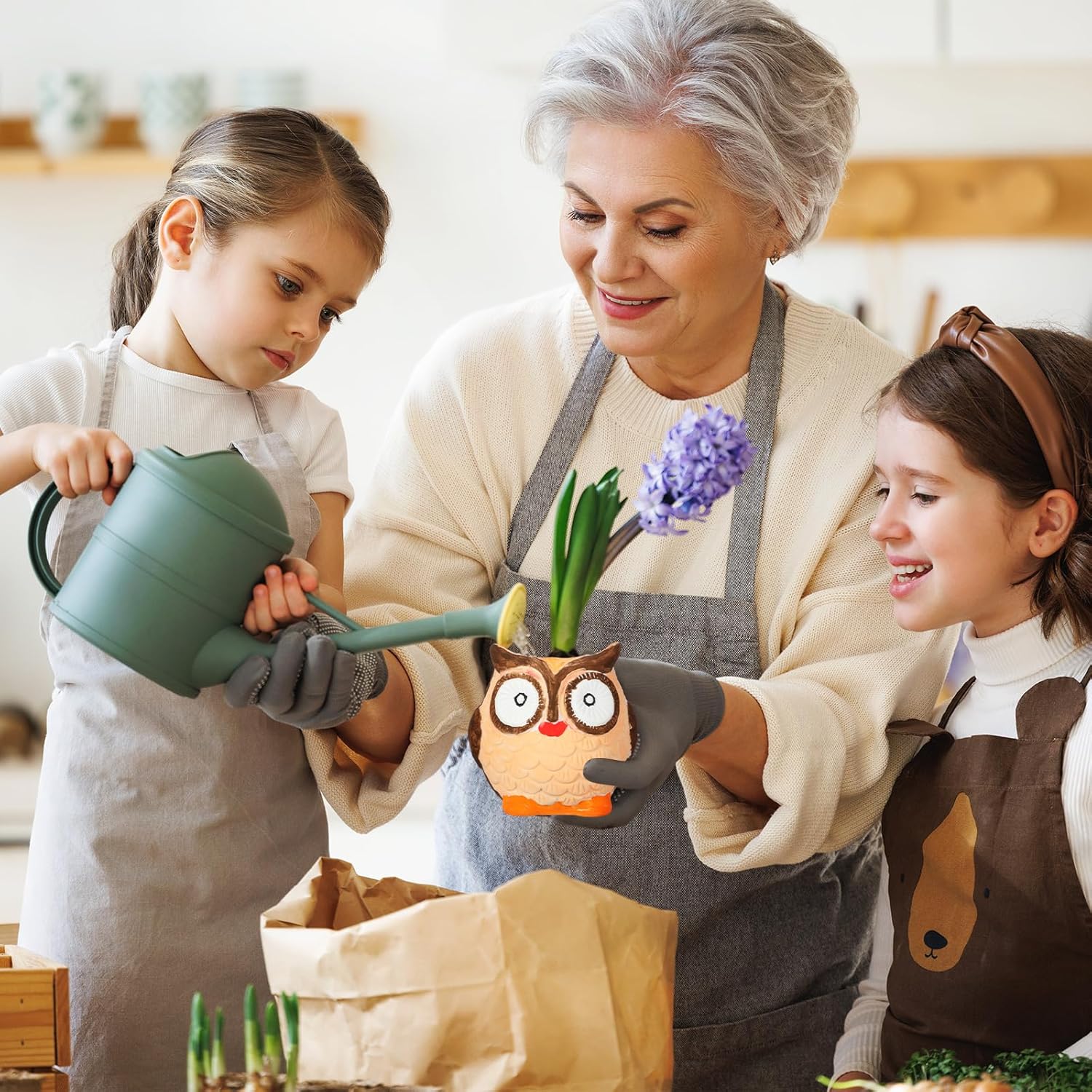 Sunnychicc 12 Sets Christmas DIY Ceramic Animal Succulent Pots Figurines Unpainted Ceramic Bisque Paintable Animal Flowerpots with Drainage Hole Ready to Paint for Kids Classroom Craft Project