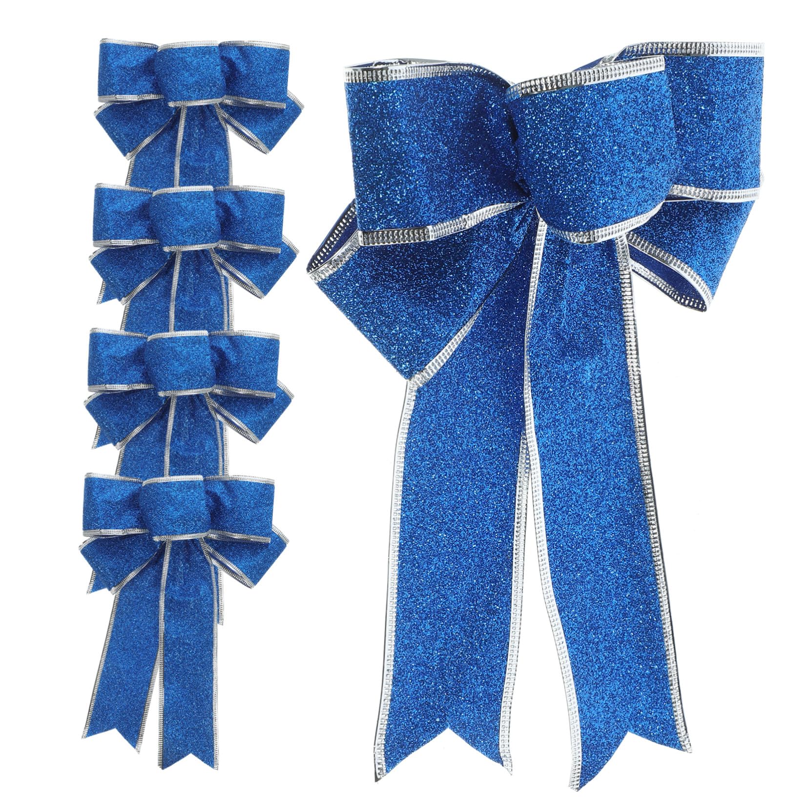 5piezas Lazo Navideño Brillante De Cinta Azul para Obsequio para Árbol De Navidad Decoración De Cinta De Navidad Adornos