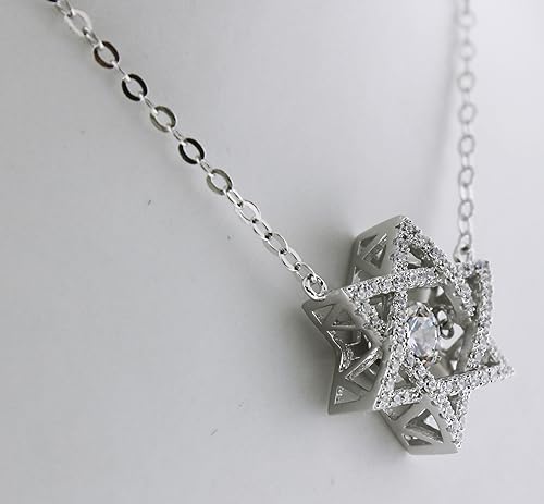 Miniatura 2 de Collar con colgante de piedra de baile de estrella de David en plata de ley con circonita de Swarovski cadena adjunta
