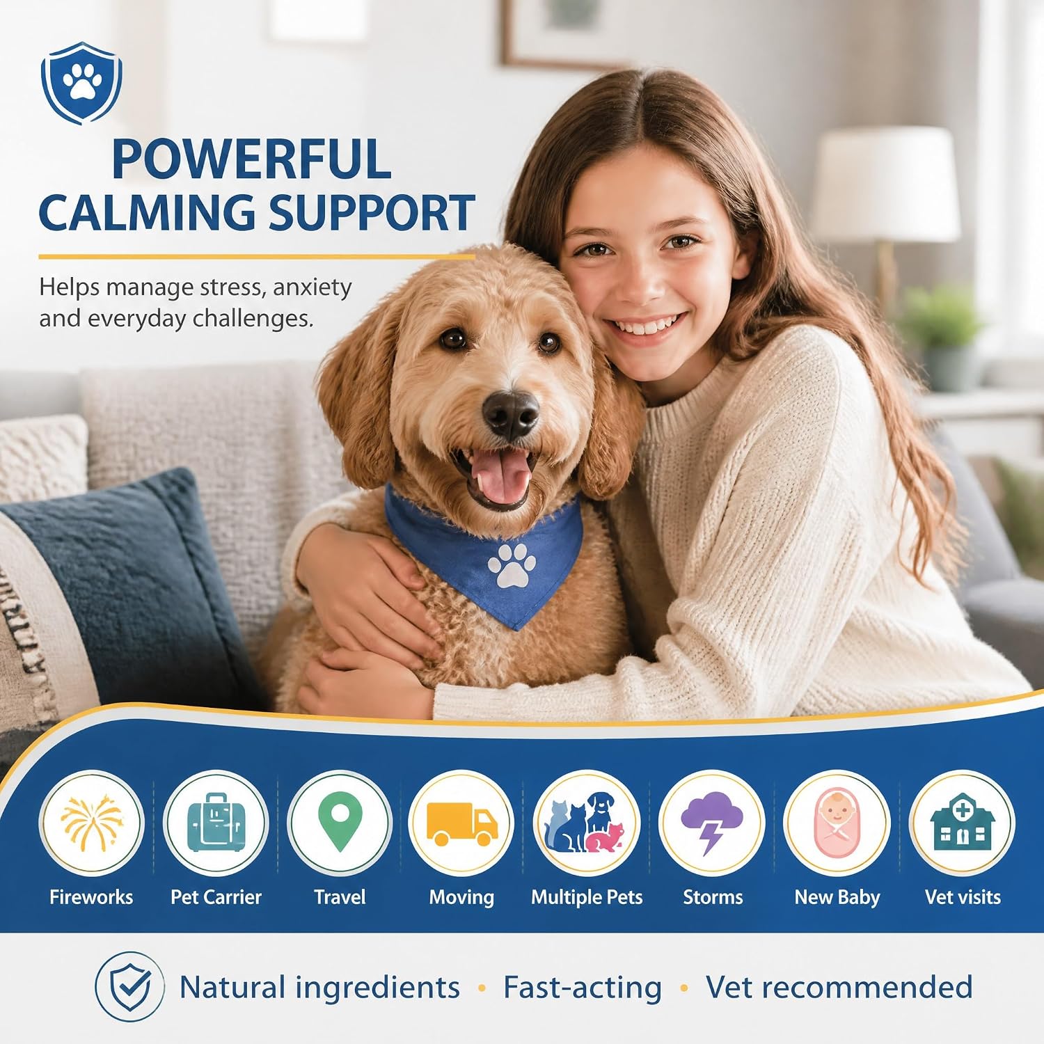 Dog Calming Pheromone Diffuser Kit (2 Plug-ins + 4 Refills) - 120 Day Supply Odorless Appeasing Diffuser for Dog Anxiety Relief - Stops Barking, Aggression & Destructive Chewing During Thunderstorms