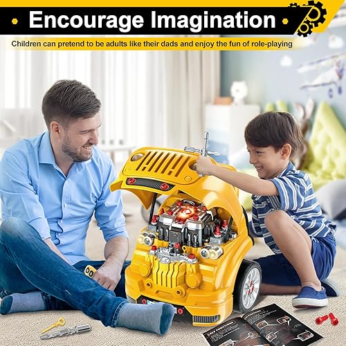 Miniatura 2 de KIZZYEA Juguetes para niños de 3, 4, 5, 6, 7, 8 años, juguetes de motor de camión grande para niños pequeños de 3 a 5 años, juego de reparación