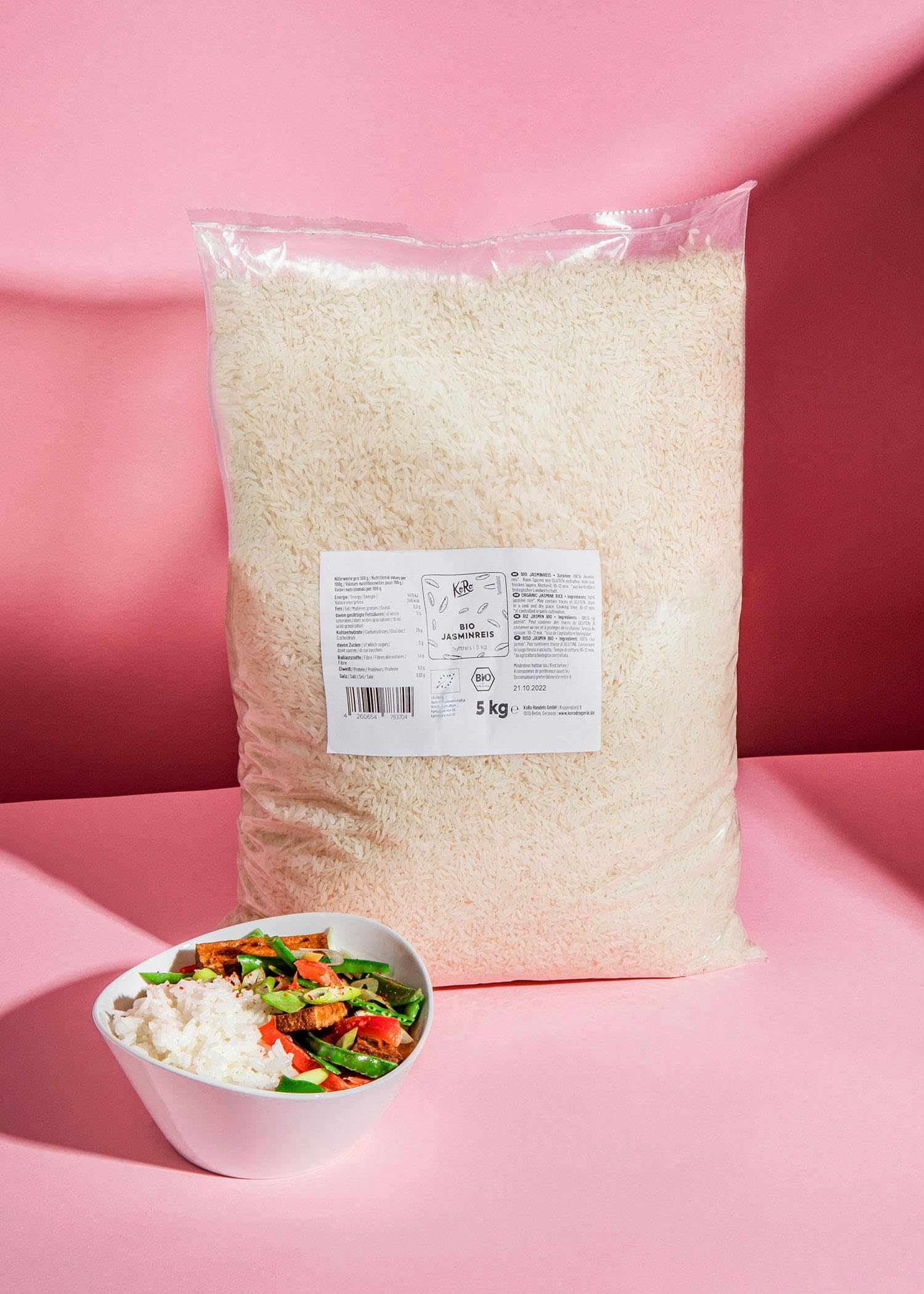 KoRo - Riso jasmin bio 5 kg - dalla Thailandia - aromatico e delicato - maxi confezione