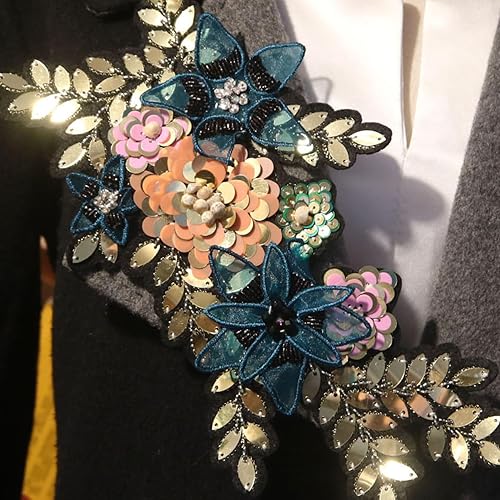 Miniatura 8 de Parches de lujo con cuentas de diamantes de imitación 3D para ropa DIY coser bordado apliques lentejuelas flores parches decoración