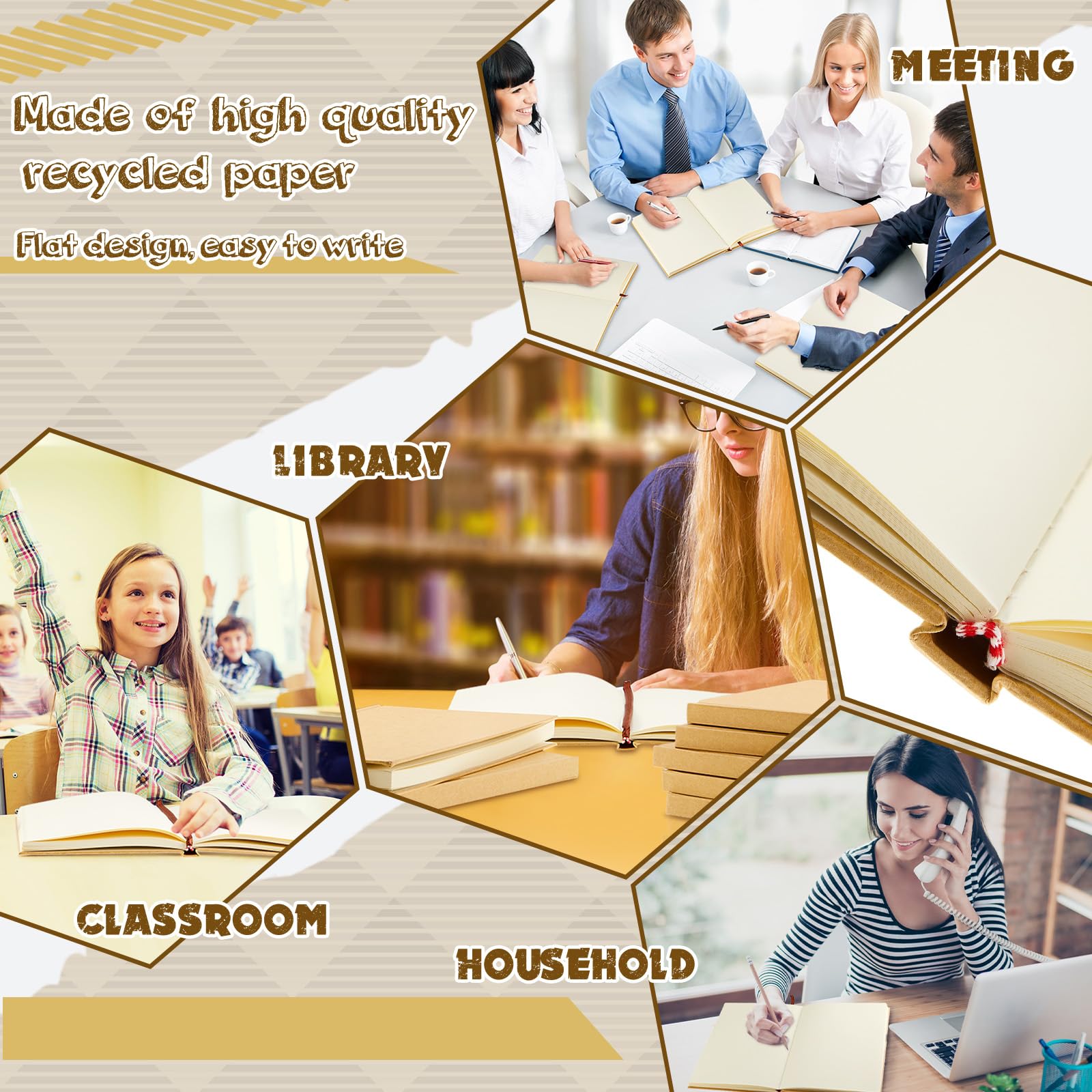 Henoyso Lot de 8 carnets vierges en vrac - 100 feuilles/200 pages - 27,9 x 21,6 cm - Carnet de croquis en kraft non ligné - Couverture rigide pour écrire, dessiner - Cadeaux pour étudiants, école
