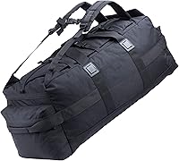 Vista 4 de Bolso de lona militar grande Mochila Equipo de equipo de engranaje de campo Bolsa de lona Bolsa de despliegue del ejército 85L Negro