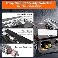 Vista 3 de Sierra de mesa para lugar de trabajo, motor de cobre de 8 pulgadas y 6.7 amperios, velocidad de corte de hasta 3576 RPM, hoja 24T, kit de sierra