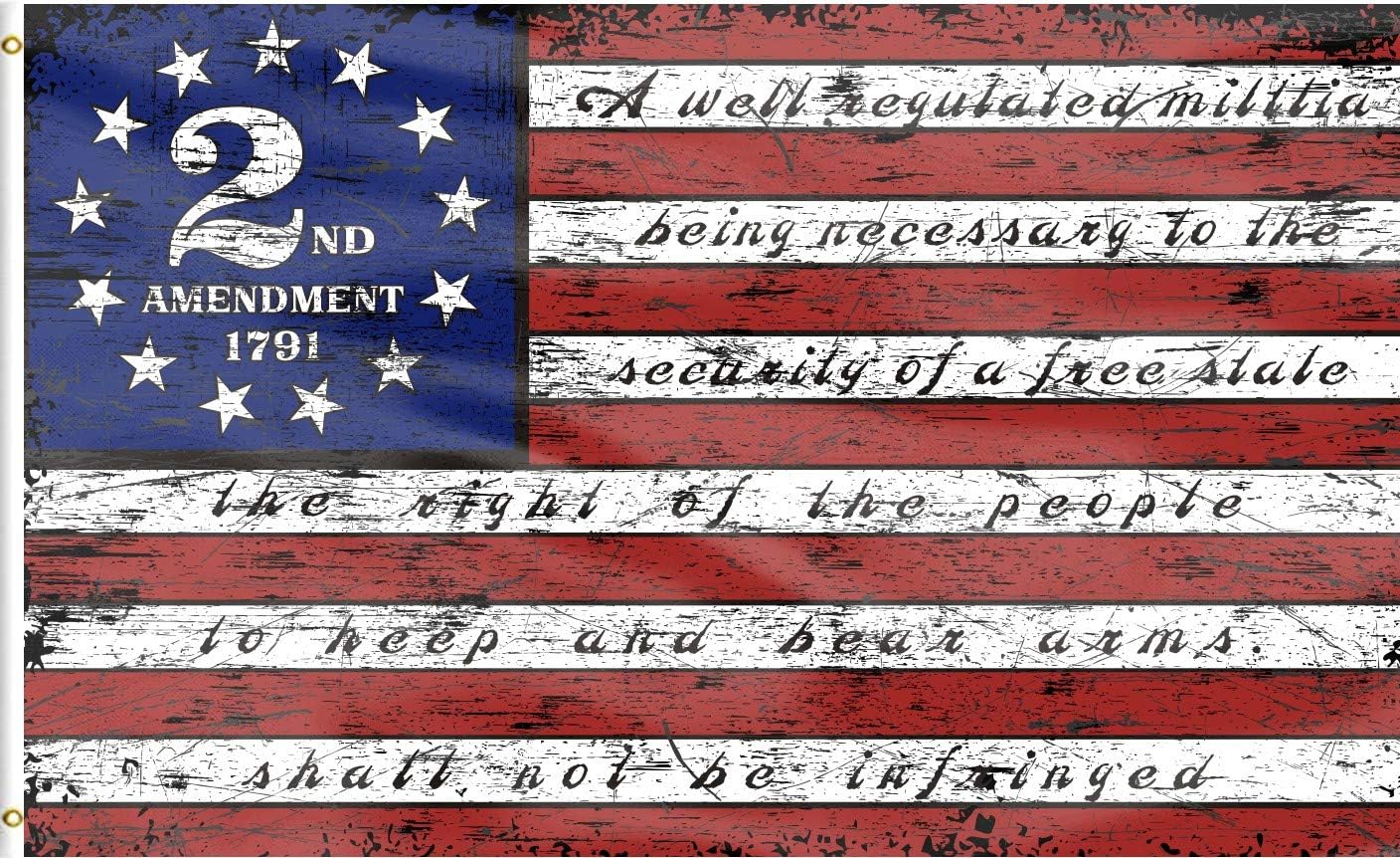 We'll Defend 2nd Second Amendment 1791 Vintage American Flag,Wall Art Man Cave Canvas Header Polyester Outdoor Decor with Brass Grommets 3x5 Ft