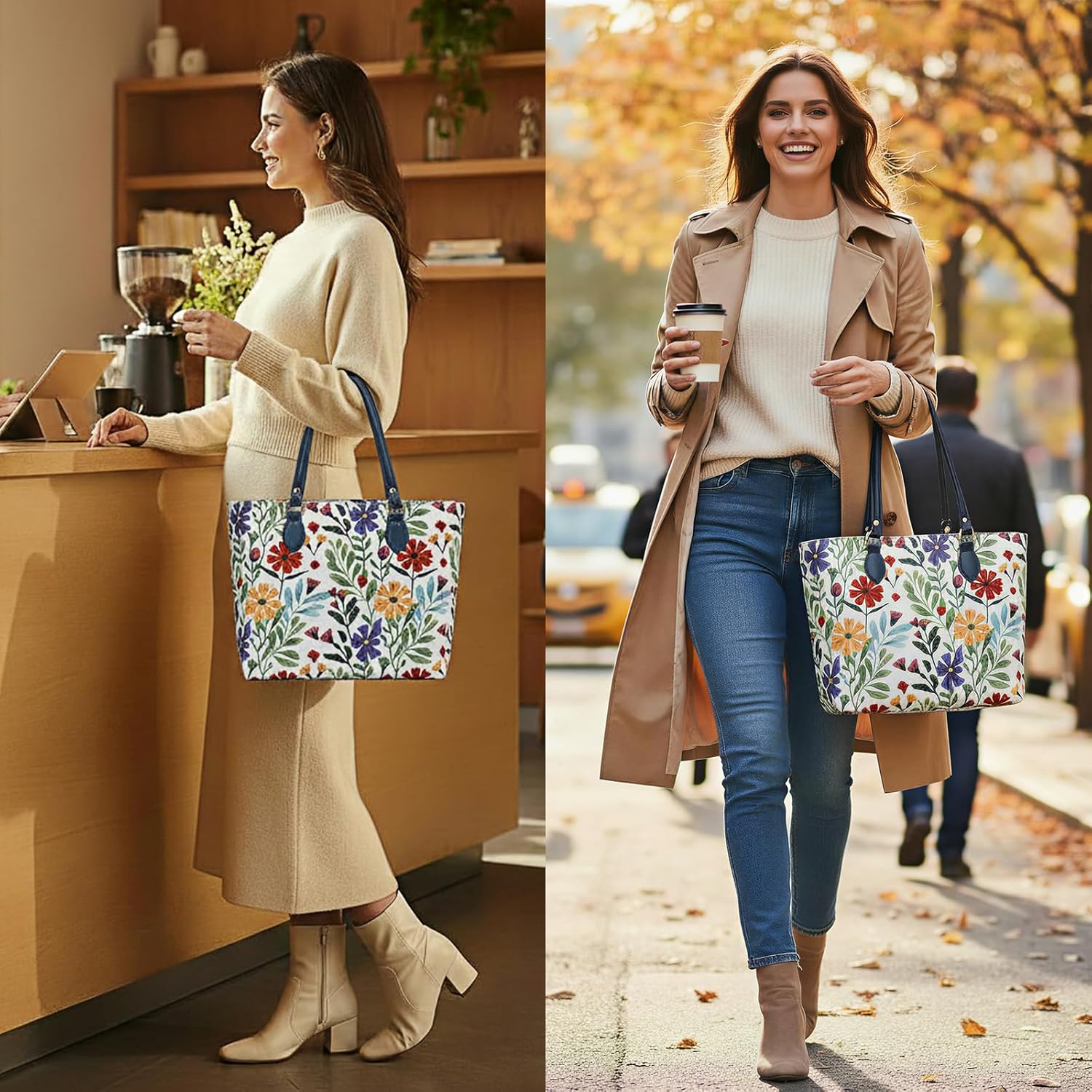 Tote bags for women, tote purse, nylon tote bag, with zipper and pockets, waterproof - Image 2