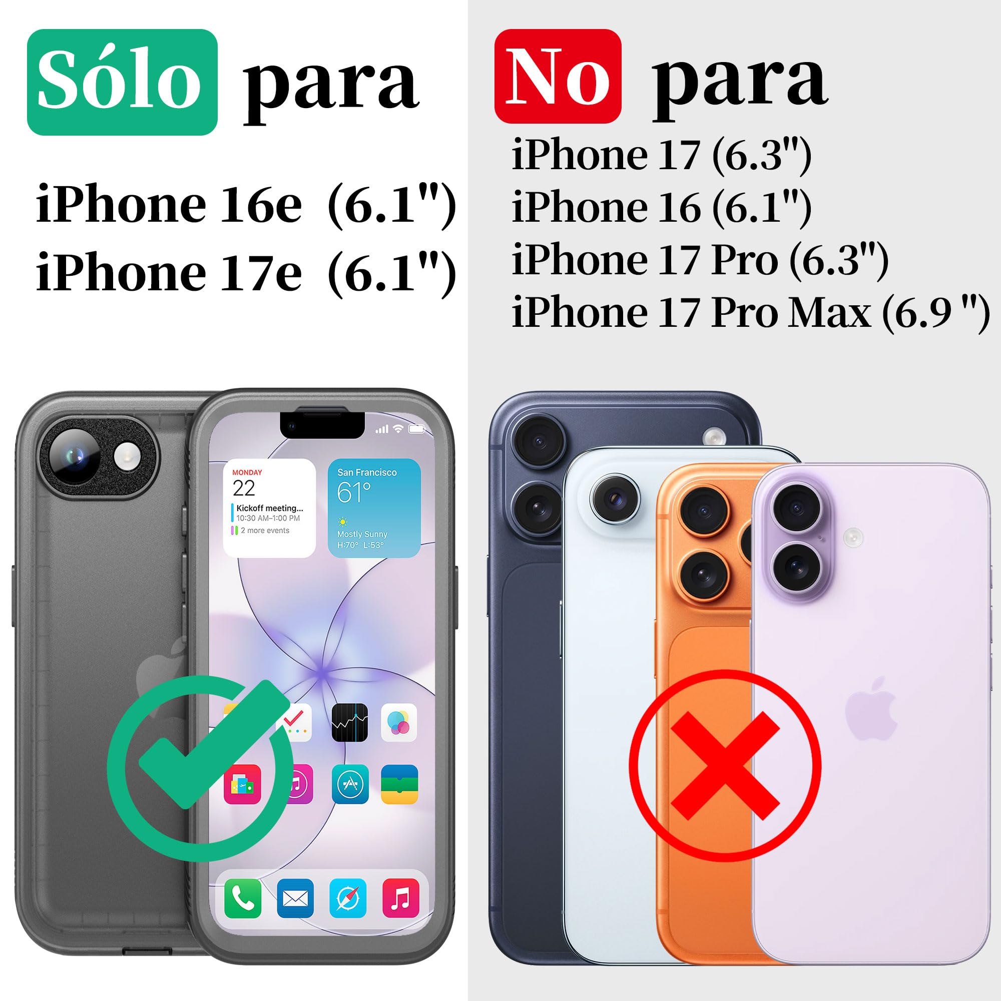 Cozycase Top Resistente Funda para iPhone 16e 17e Impermeable Antigolpes Militar 360 Grados Carcasa 16 17 e Doble Waterproof Acuatica Sumergible Agua con Protector Camara Pantalla