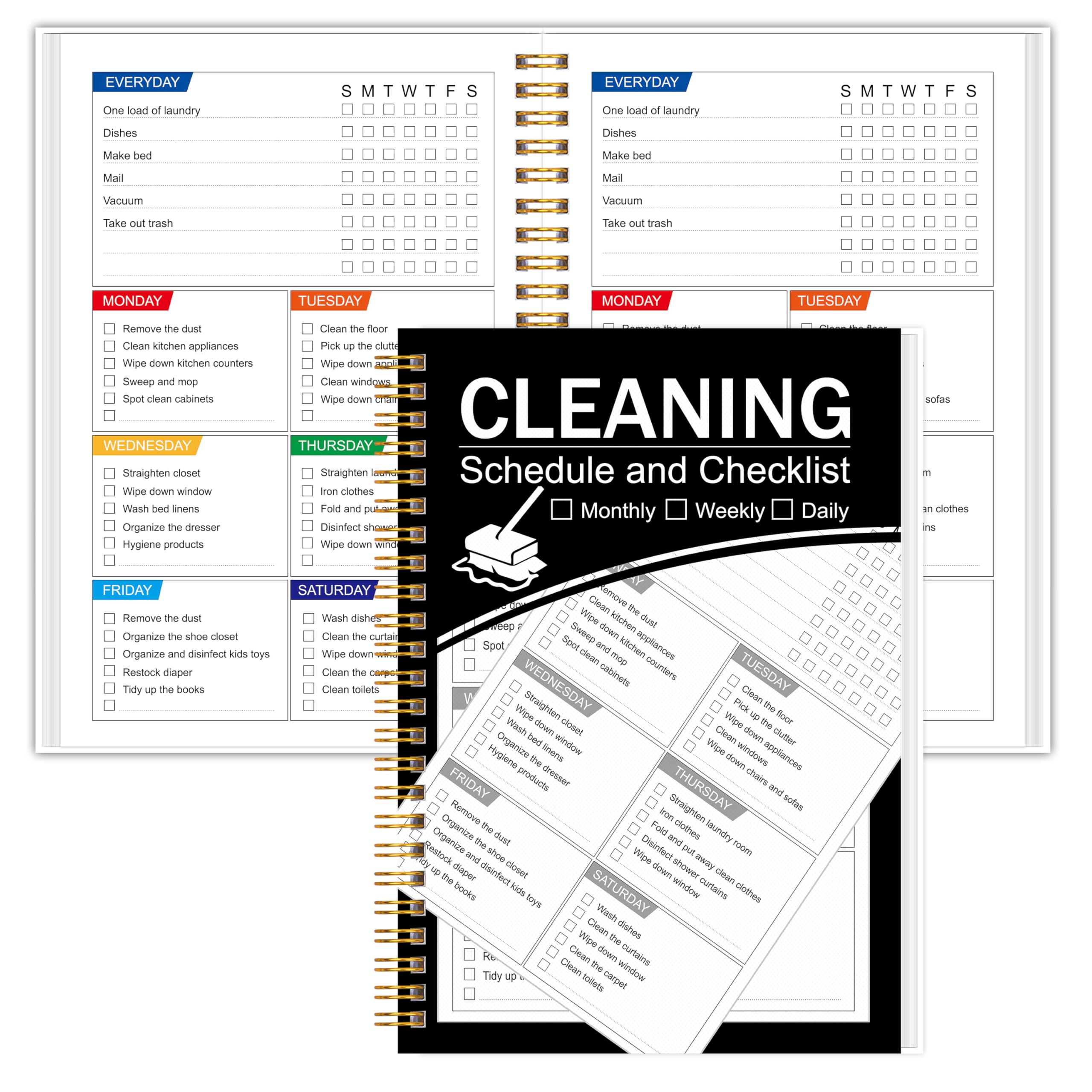 Cleaning Planner & Checklist, Undated Daily Weekly Household Cleaning Schedule Organizer, Home Cleaning Journal to Stay Neat, Organized & Stress-Free（