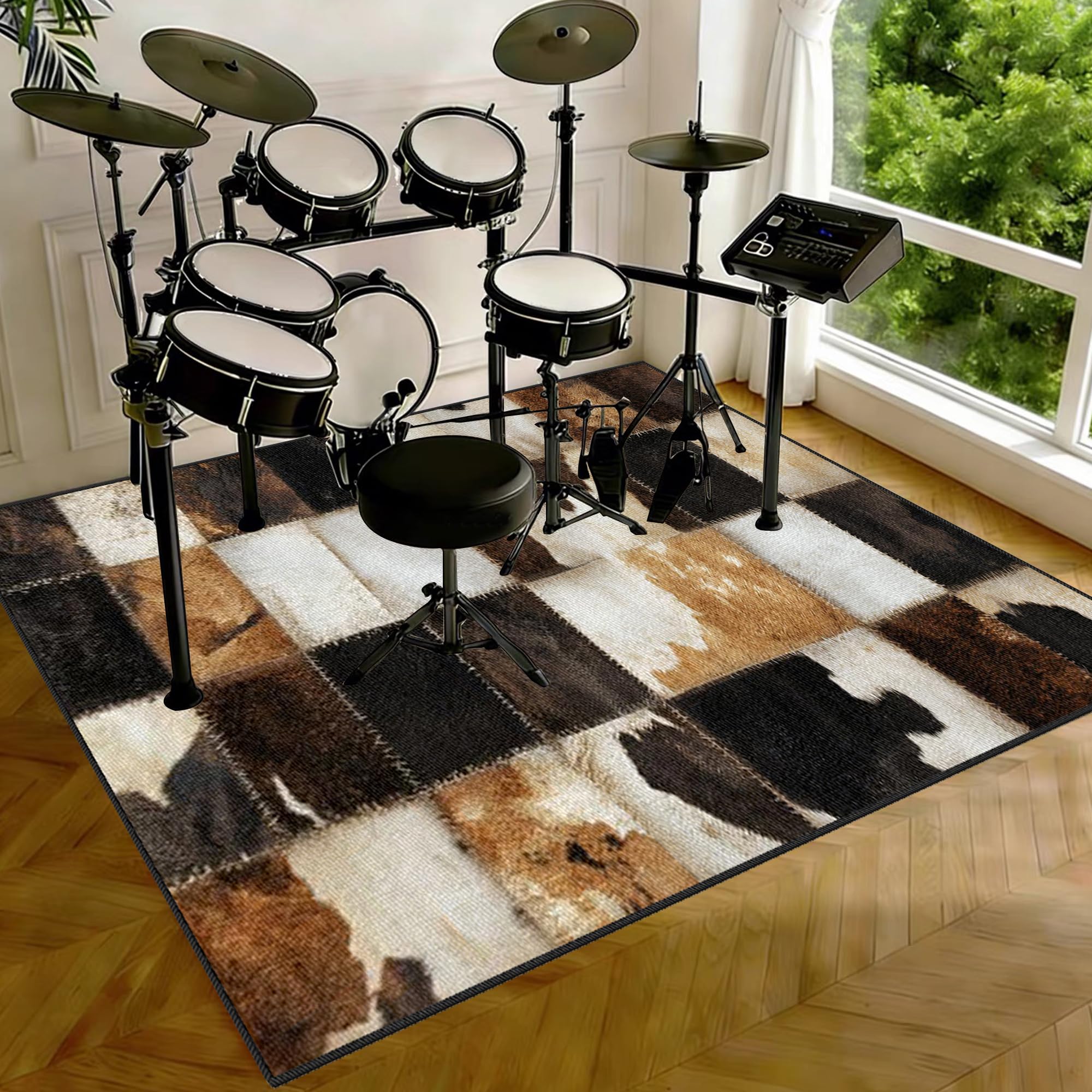 Elektroniczna mata perkusyjna dźwiękoszczelna mata bębnowa mata ochronna do akcesoriów perkusyjnych mata akustyczna mata podłogowa do instrumentów muzycznych 230 x 180 cm