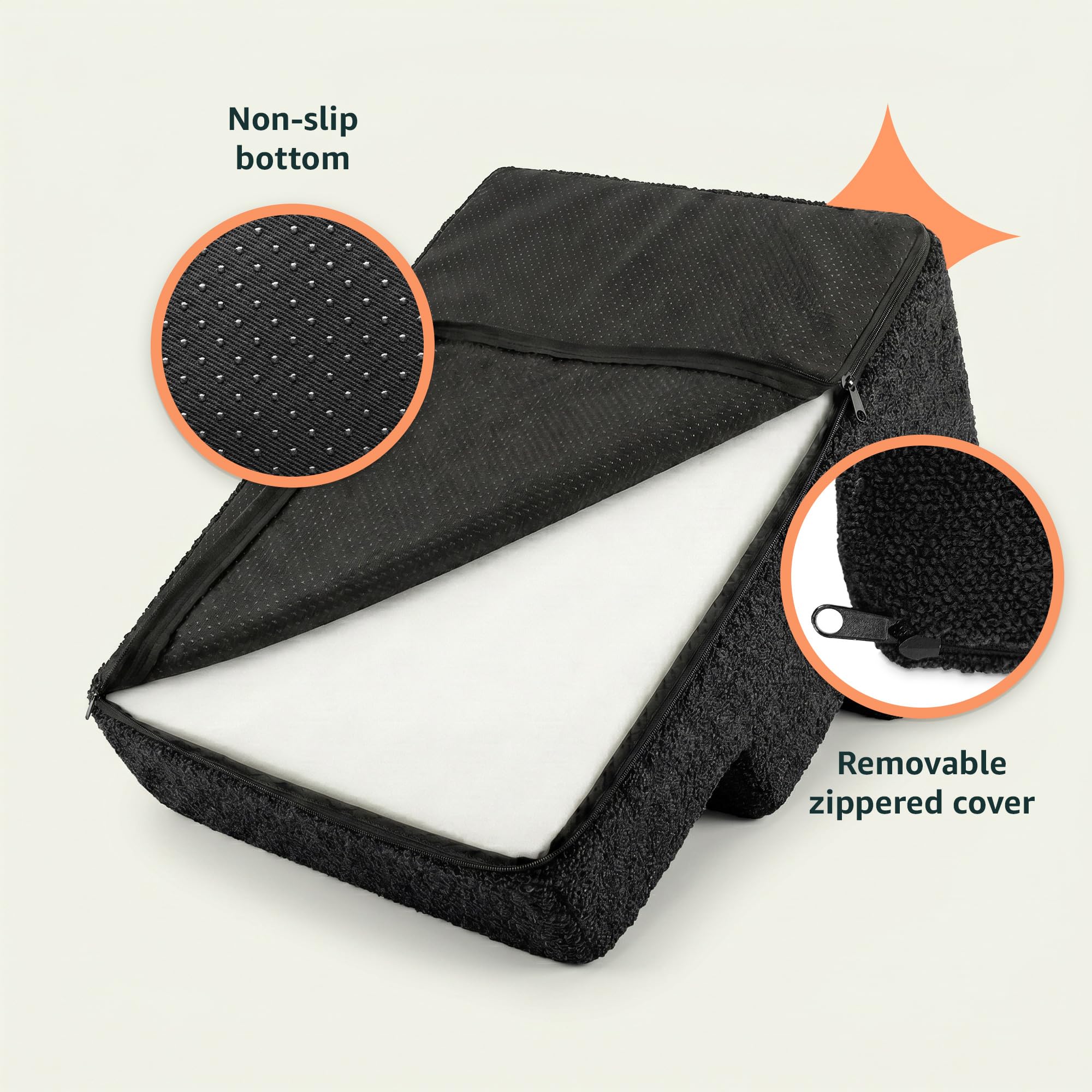 murando Escalera para Perros de 3 Etapas - Rampa de 30 cm de Altura para Cama y Sofá - Peldaños para Mascotas, Perros y Gatos - Espuma de Alta Densidad, Antideslizante - Material de Bouclé - Negro