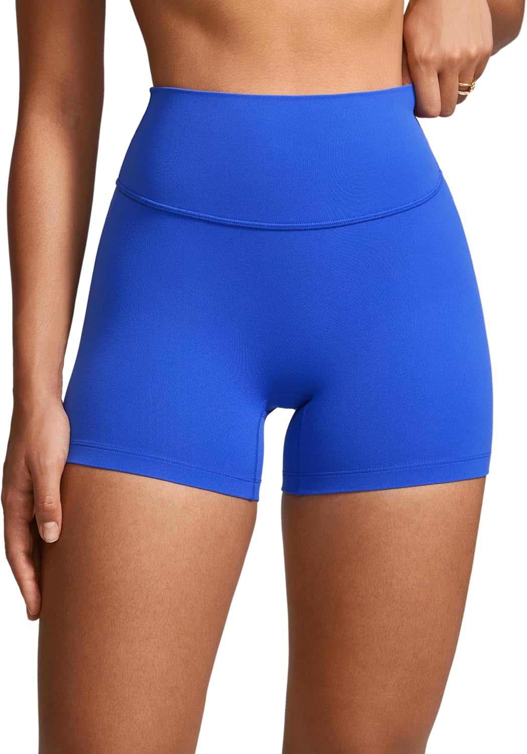 INGIA Womens High Waist No Front Seam Biker Shorts 4 Inches Running Volleyball Spandex Yoga Gym Workouts