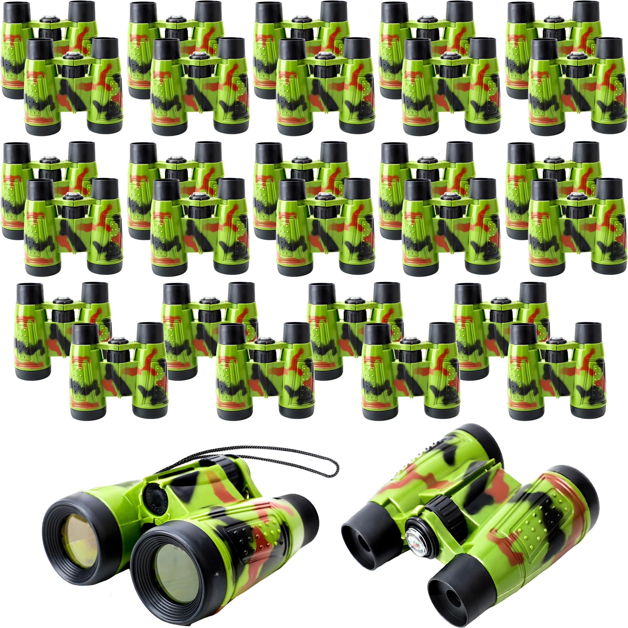 30 Pack Kids Binoculars Bulk Jungle Safari Binoculars Camouflage Binocular for Boys Girls Hunting Party Favors Explorers