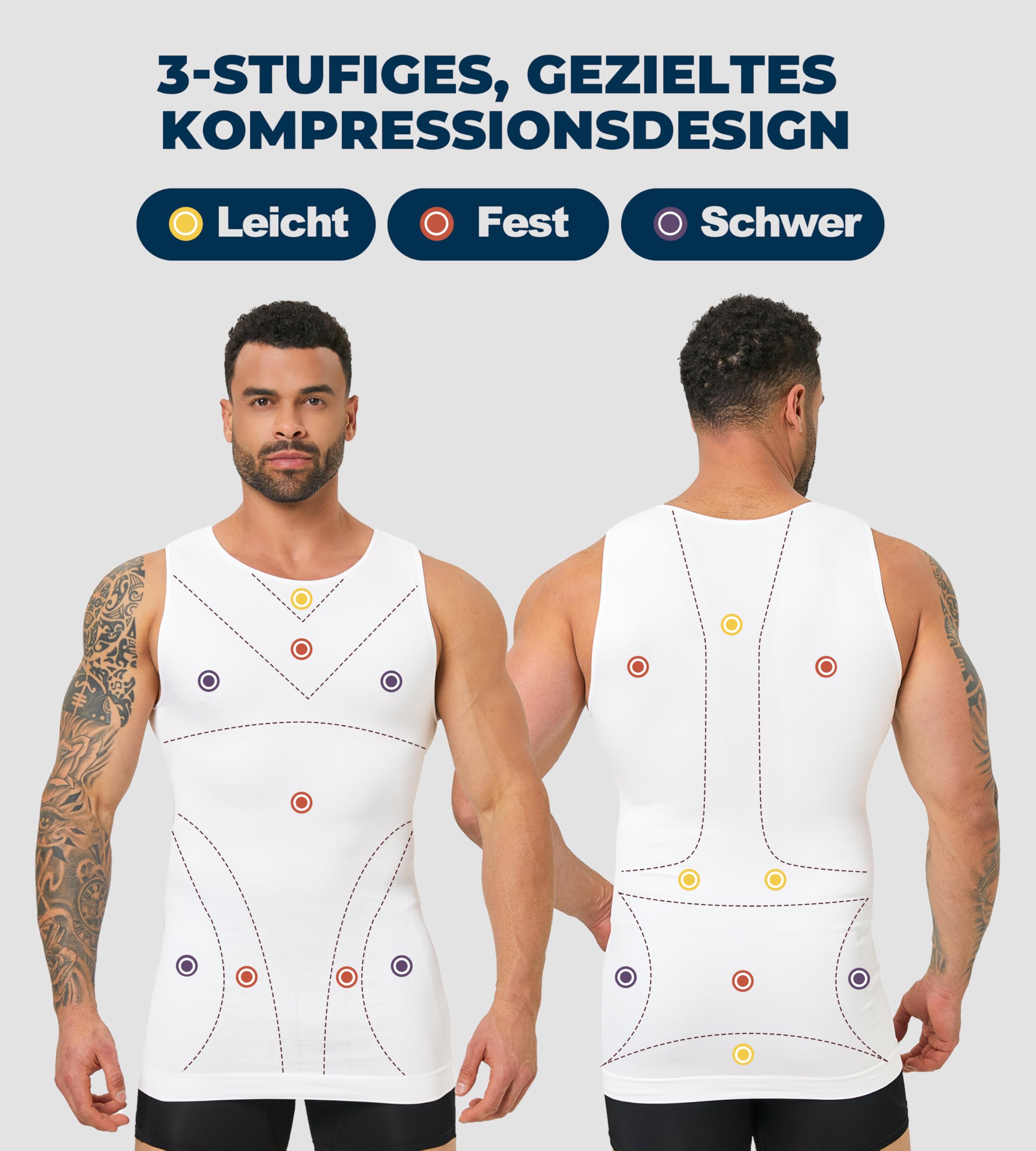 Kompressionsshirt für Herren, Shapewear, schlankmachendes Tank-Top, nahtlos, Bodyshaper, Unterhemd für Gynäkomastie, Bauchkontrolle