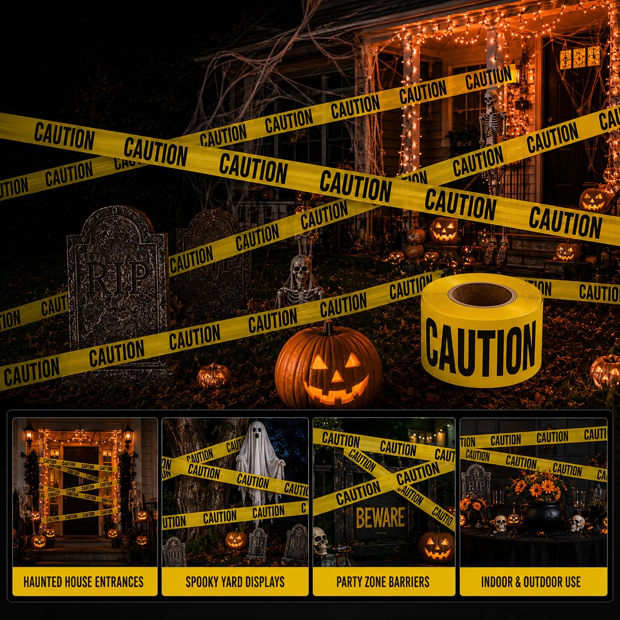ATERET Premium Yellow Caution Tape I 3 inch x 1000 feet I Harzard Tape w/Bright Yellow & Bold Black Text I 3" Wide for Maximum Readability I Ideal Use for Danger/Hazardous Areas (1-Pack) — Amazon image 4