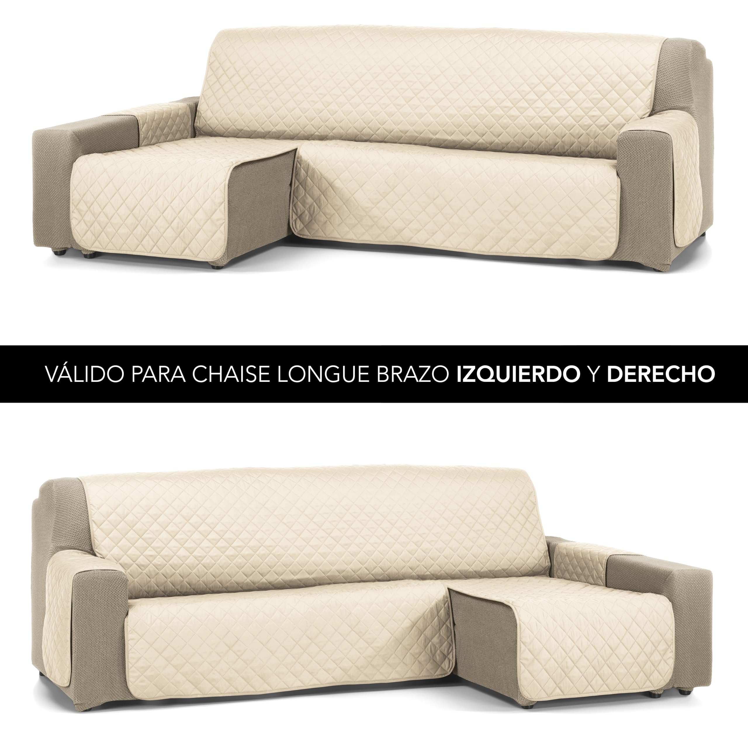 Martina Home Cubre Chaise Longue Acolchado Ambar, 240 cm, Beige