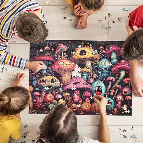 Miniatura 6 de Rompecabezas de monstruos para adultos de 1000 piezas, rompecabezas divertidos y coloridos, juego de rompecabezas desafiante para la decoración del