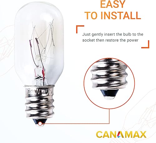 Miniatura 6 de Canamax T20 E12 - Bombilla de sal de 120 V 15 W, luz blanca cálida 2700 K, 80 lm, base de candelabro E12, compatible con lámparas y cestas de roca