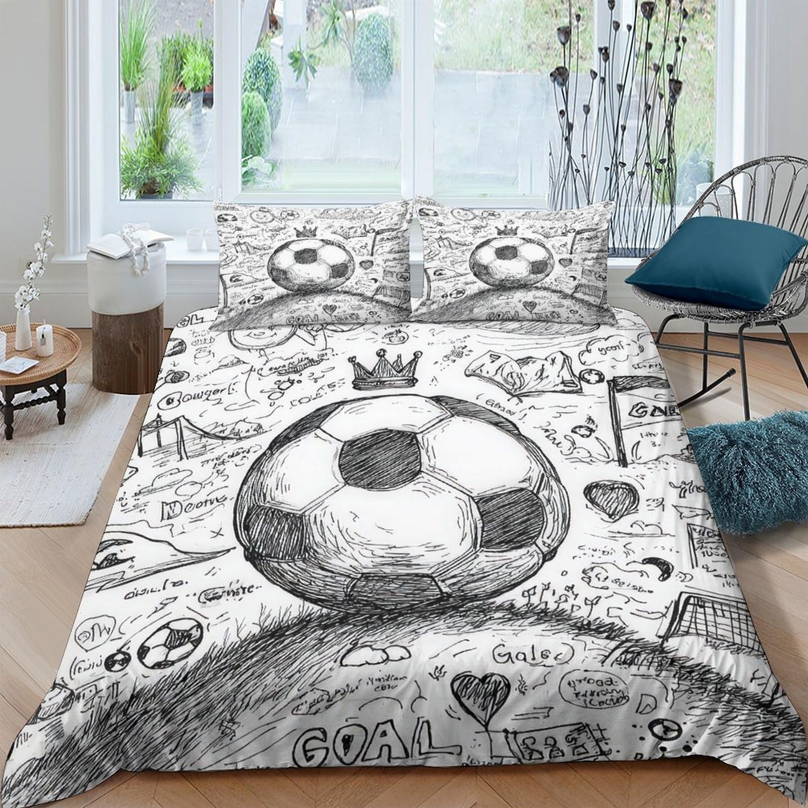 Ctjqhvkz Style-6 3D Printed Graffiti Football Fitted Sheet Microfiber Soft Anti-Slip King Soccer Mattress Cover For Bedroom Guest Room Decor Single（135X200cm）