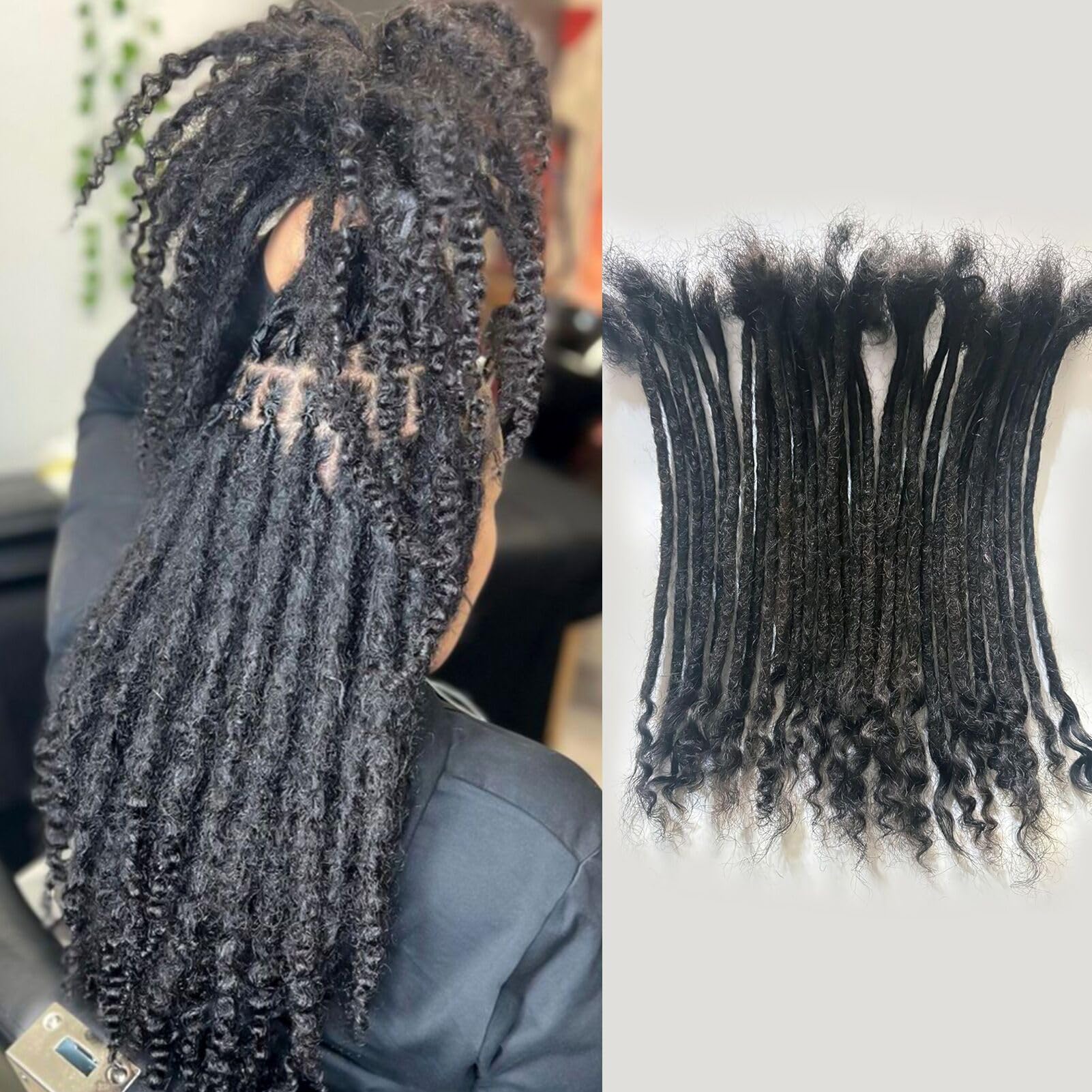 12inch 50strands Loc Extensions Human Hair Curly Ends Dreadlock Extensions 100% Real Human Hair 0.4cm Width Full Handmade Permanent for Women/Men/Kids