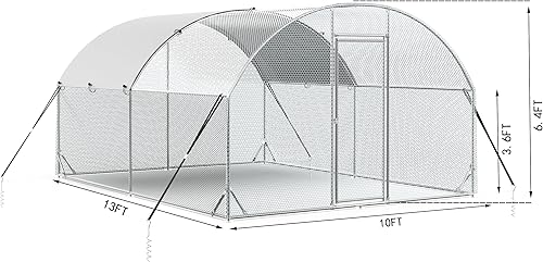 Miniatura 7 de Lifeand Gallinero de metal grande, gallinero de alambre galvanizado, gallinero de aves de corral, gallinero de pato conejo, 13'L x 10' W x 6.4'H
