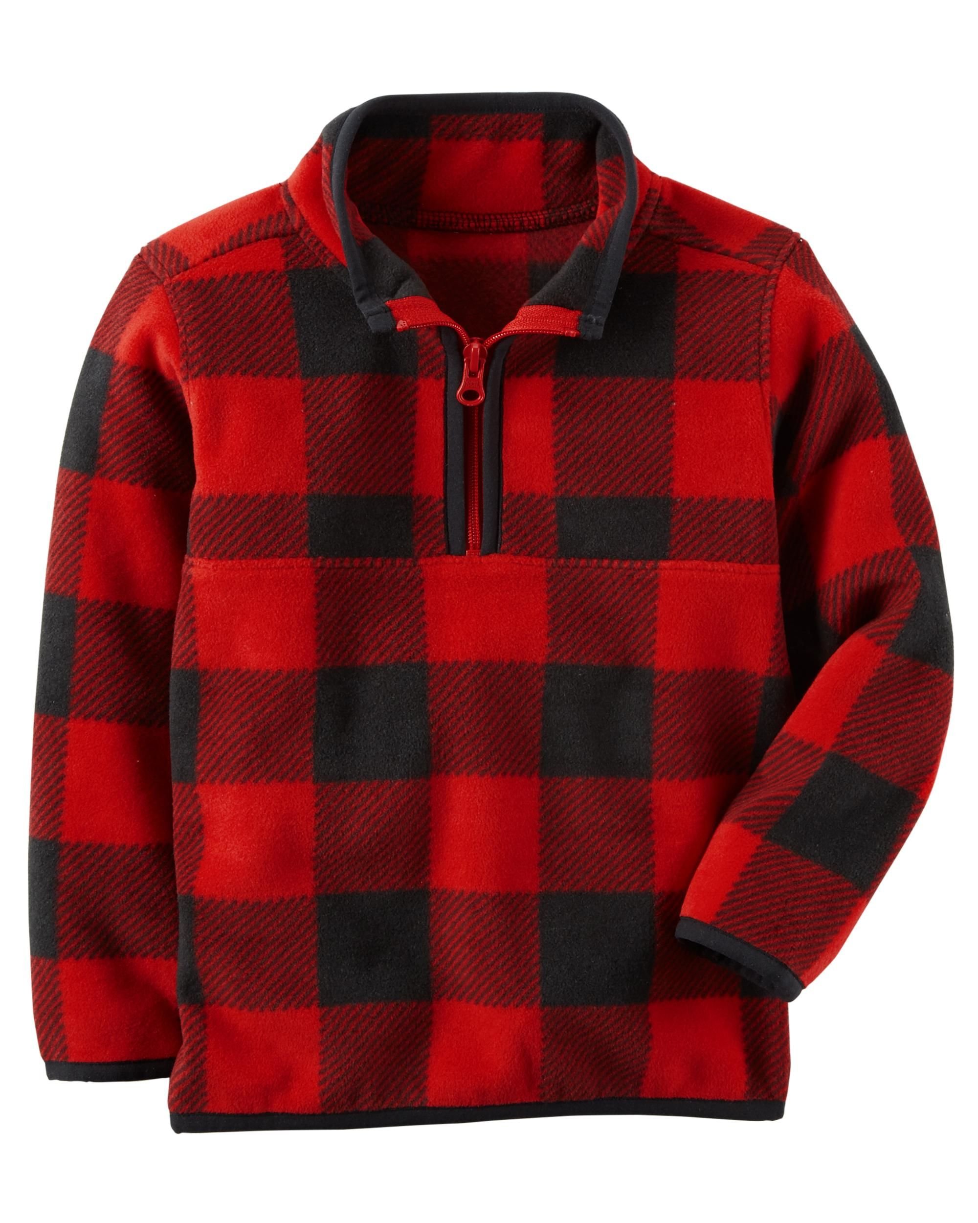 Carter's Boys 1/4 Zip Fleece Pull-Over (6 Months, Black/Red)