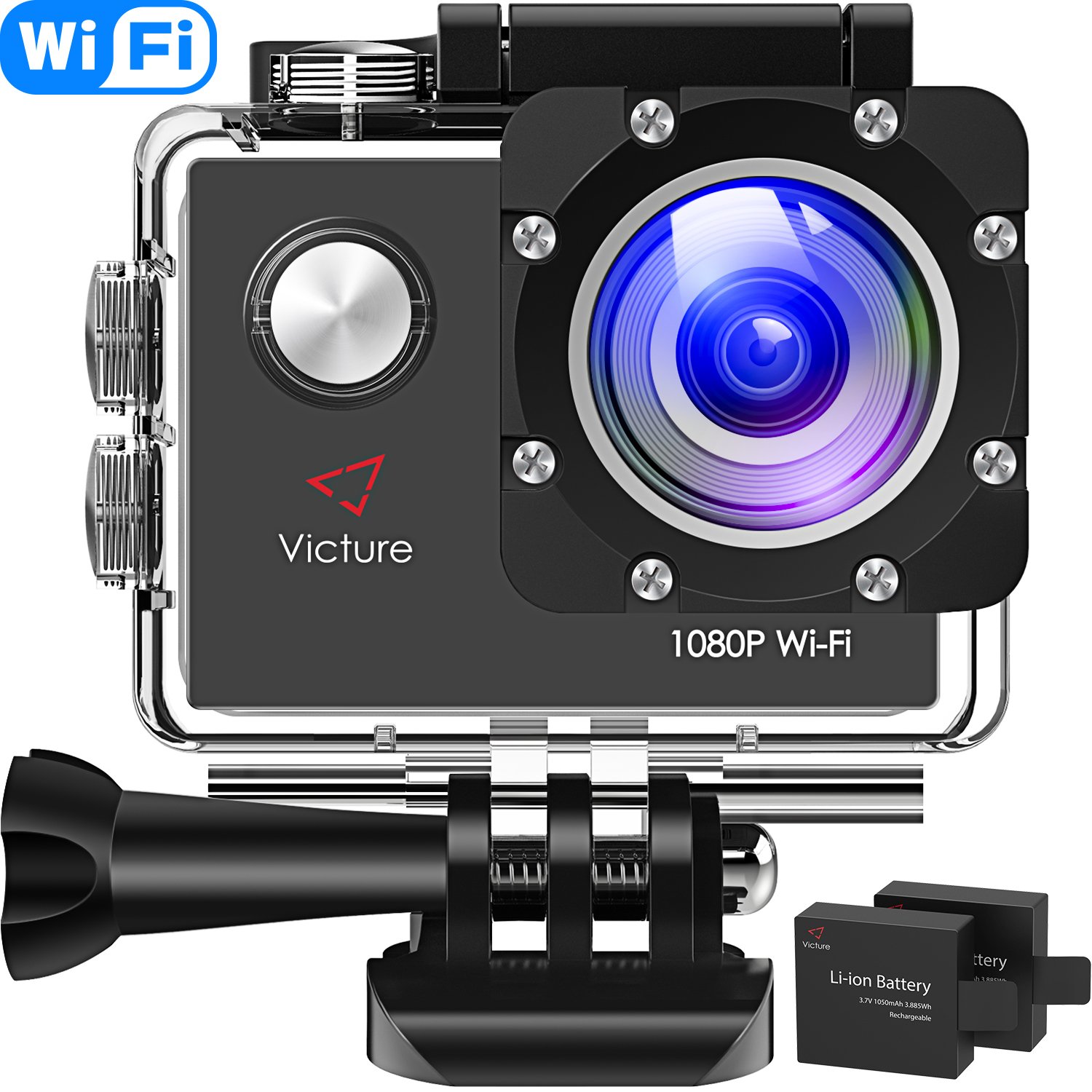 Victure Sports Action Camera WIFI Full HD 1080P Waterproof Motorcycle  Helmet Cams 30M Underwater Diving Camera with Inch LCD Screen 170° Wide  Angle