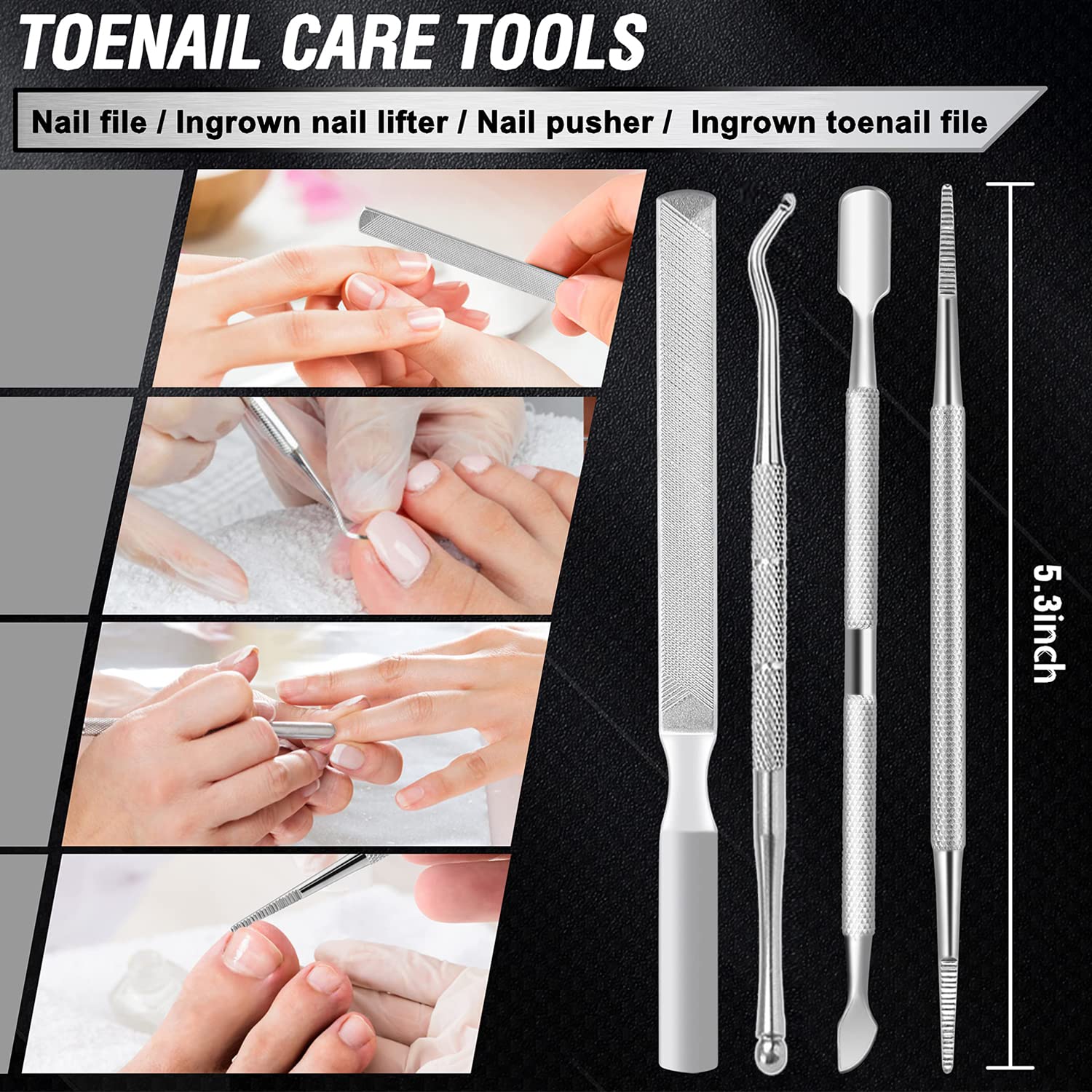 12pcs Pinces à Ongles Professionnel, Coupe Ongle de Podiatre en Acier Inoxydable Avec Outil de Pédicure Coupe Ongles pour Ongles Epais et Incarnés (noir + rouge)