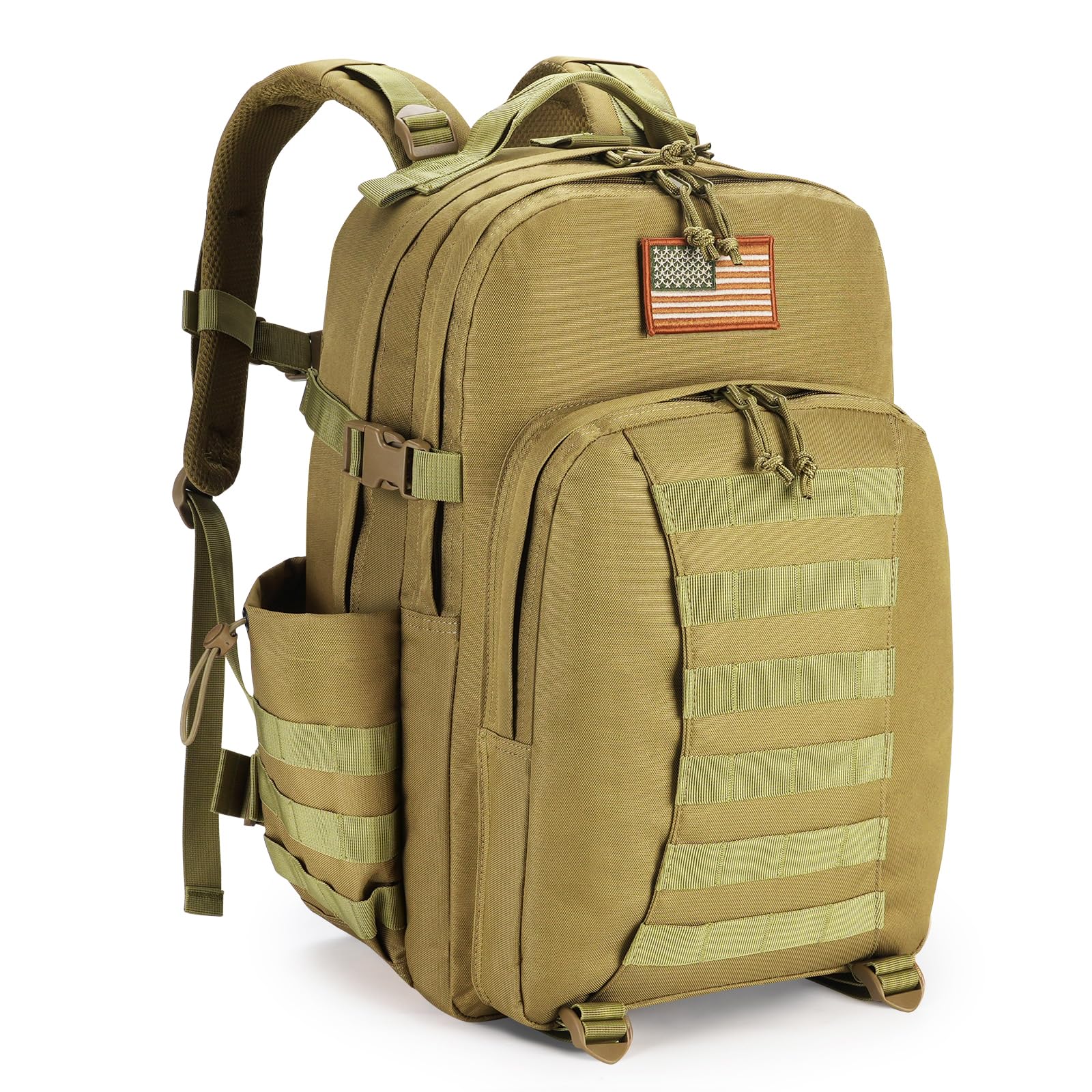 CVLIFE Tactical Backpack for Men Military Army Backpack 40L Large Molle Army Assault Pack Bug out Bag Tactical Military Survival Rucksack for Hiking, Hunting, Travel, Fishing, Camping, Tan