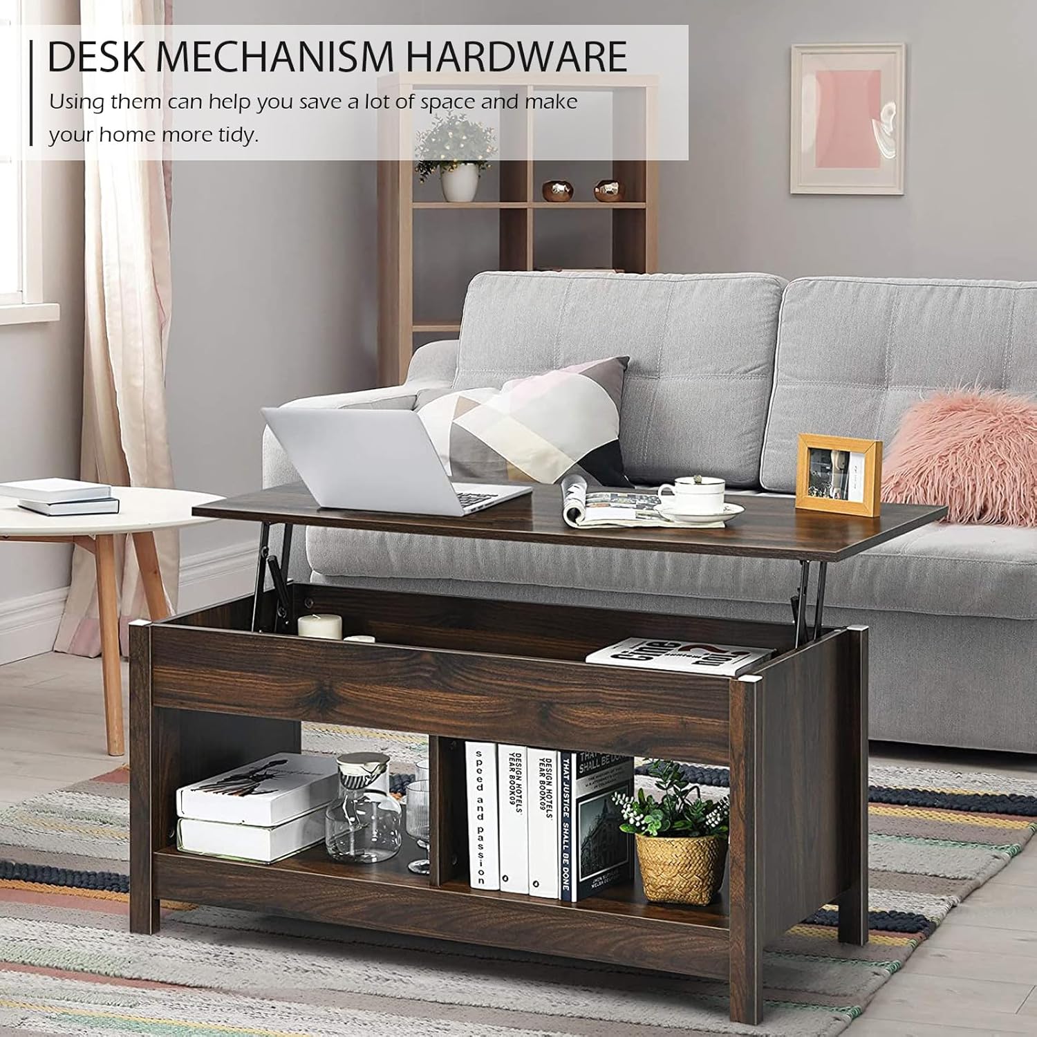 Hydraulic Gas Elevation Coffee Table Mechanism Foldable Steel Tea Table Lifting Bracket with Spring Support Adjustable Furniture Lift Stand