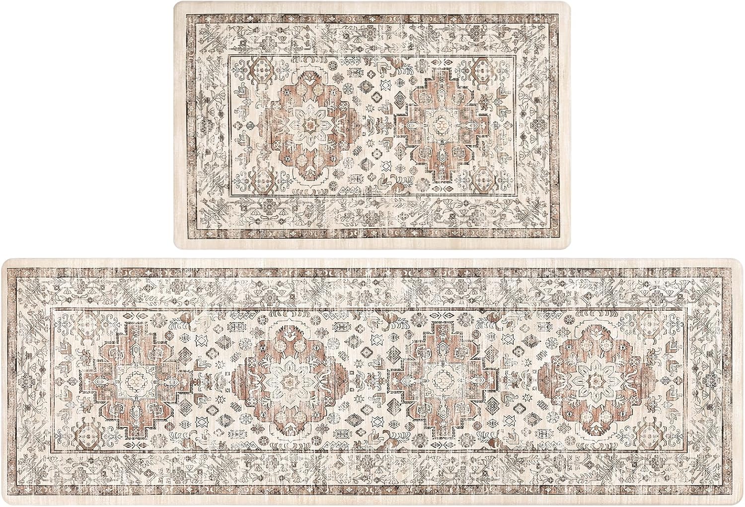 Pauwer Anti Fatigue Kitchen Mat Set of 2 Non Slip Kitchen Mats for Floor Cushioned Kitchen Rugs Comfort Standing Mat Farmhouse Waterproof PVC Foam Kitchen Floor Mat Runner