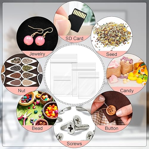 Miniatura 6 de 400 bolsas de plástico pequeñas de 7 milésimas de grosor aretes de joyería con sello de plástico bolsas de píldoras de caramelos bolsas de