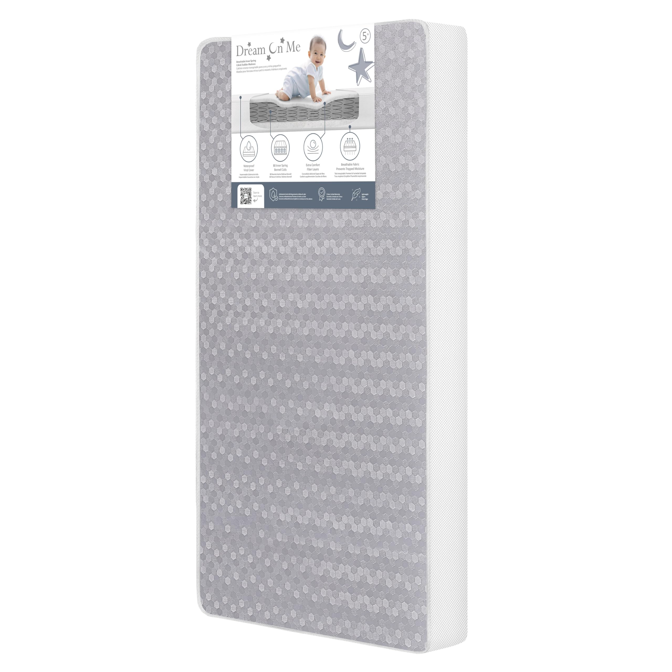 Dream On Me 2-in-1 Breathable Slumber 6" 112 Coil Crib &amp; Toddler Mattress – Grey, Dual-Sided Support, Waterproof Vinyl Cover, GREENGUARD Gold &amp; BSA Certified, Fits Full Size Cribs &amp; Toddler Beds