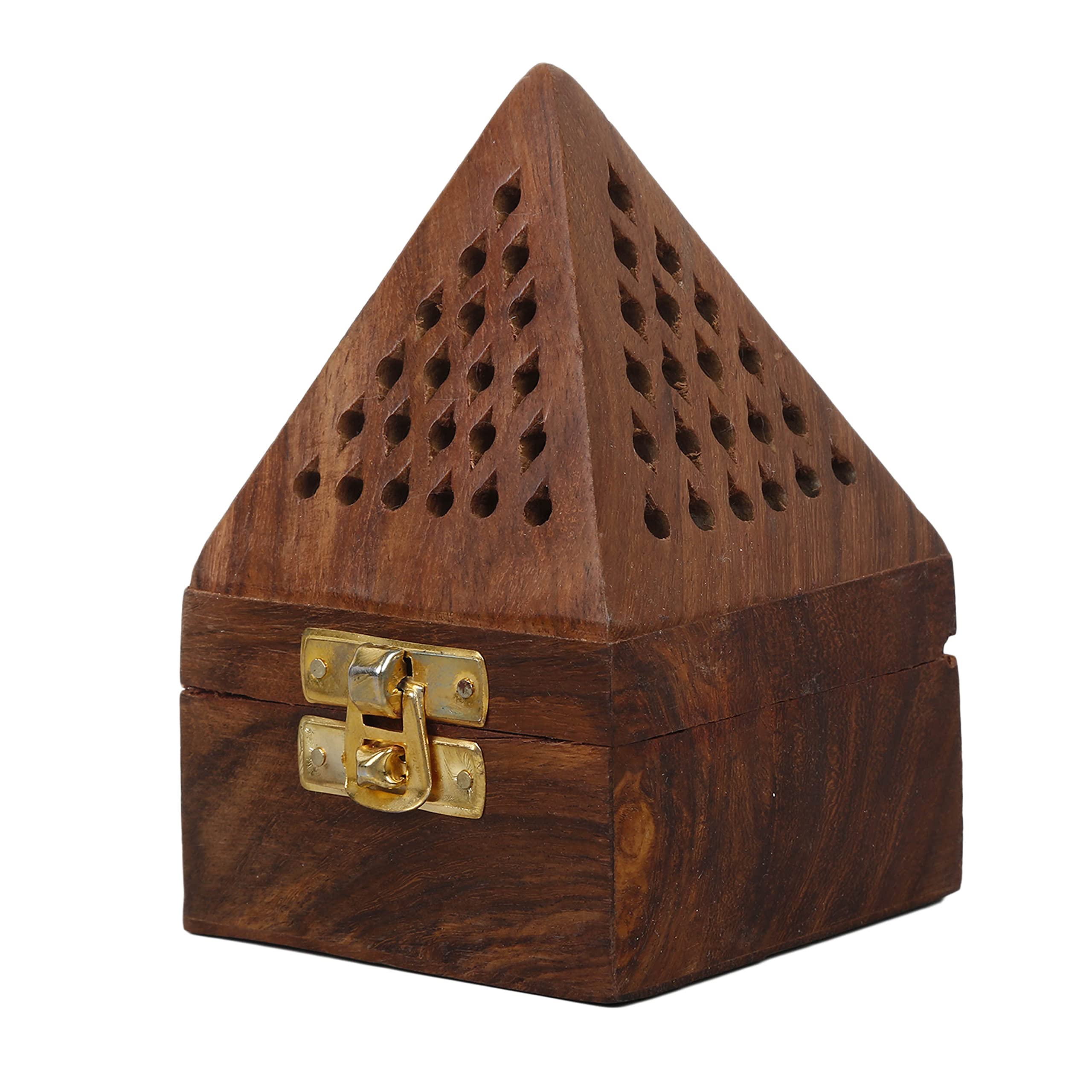 Paljji Handicrafts Handmade Wooden Incense Sticks Pyramid Box Fragrance Stand Holder (3 Inch)