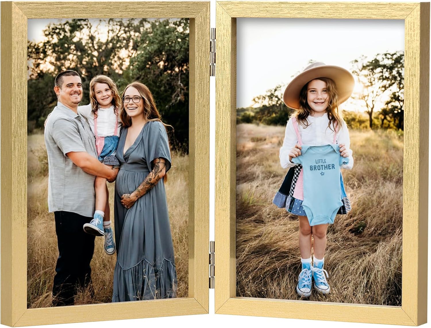 AVEAX Double 13x18 Photo Frame Folding Wooden Picture Frame with Glass